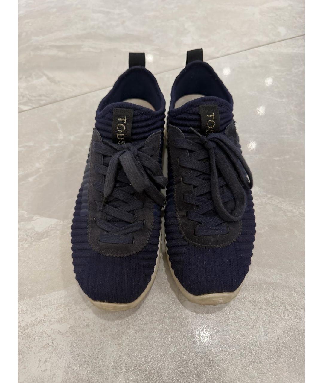 TOD'S Темно-синие текстильные кроссовки, фото 2