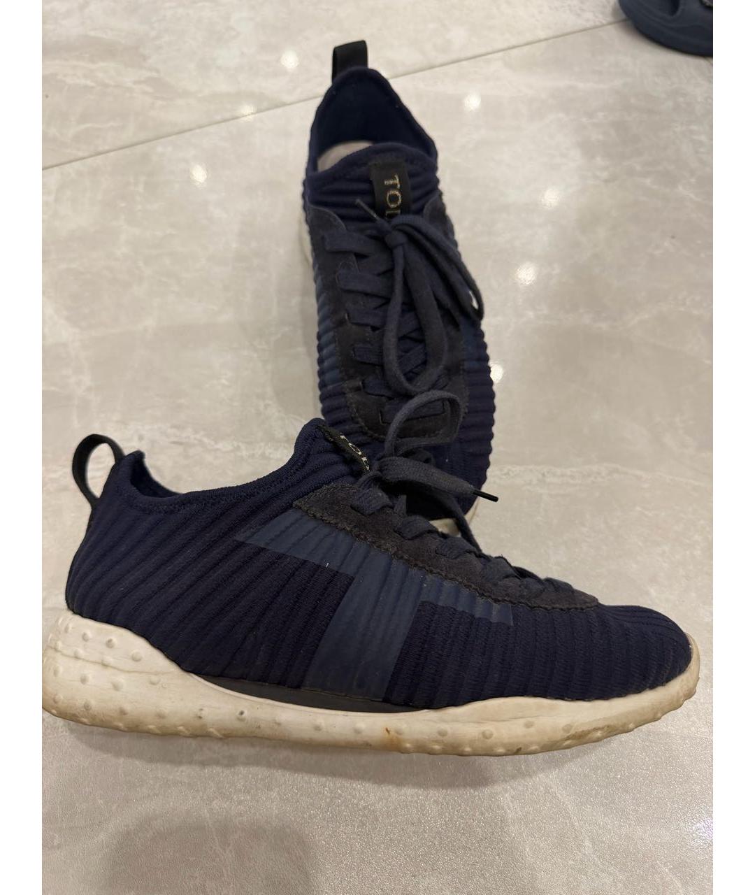 TOD'S Темно-синие текстильные кроссовки, фото 6