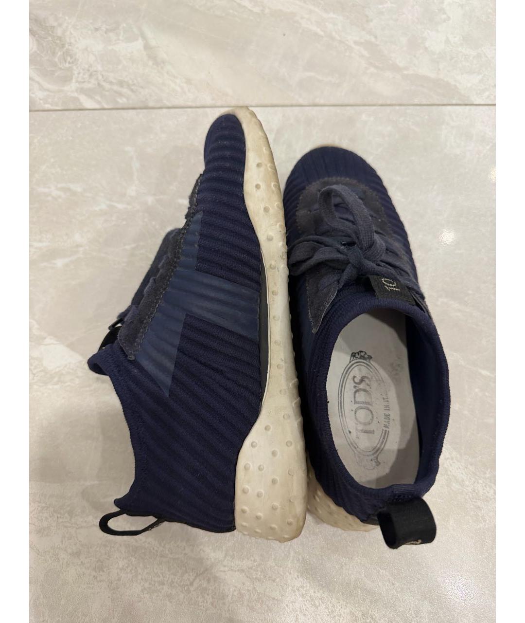 TOD'S Темно-синие текстильные кроссовки, фото 3
