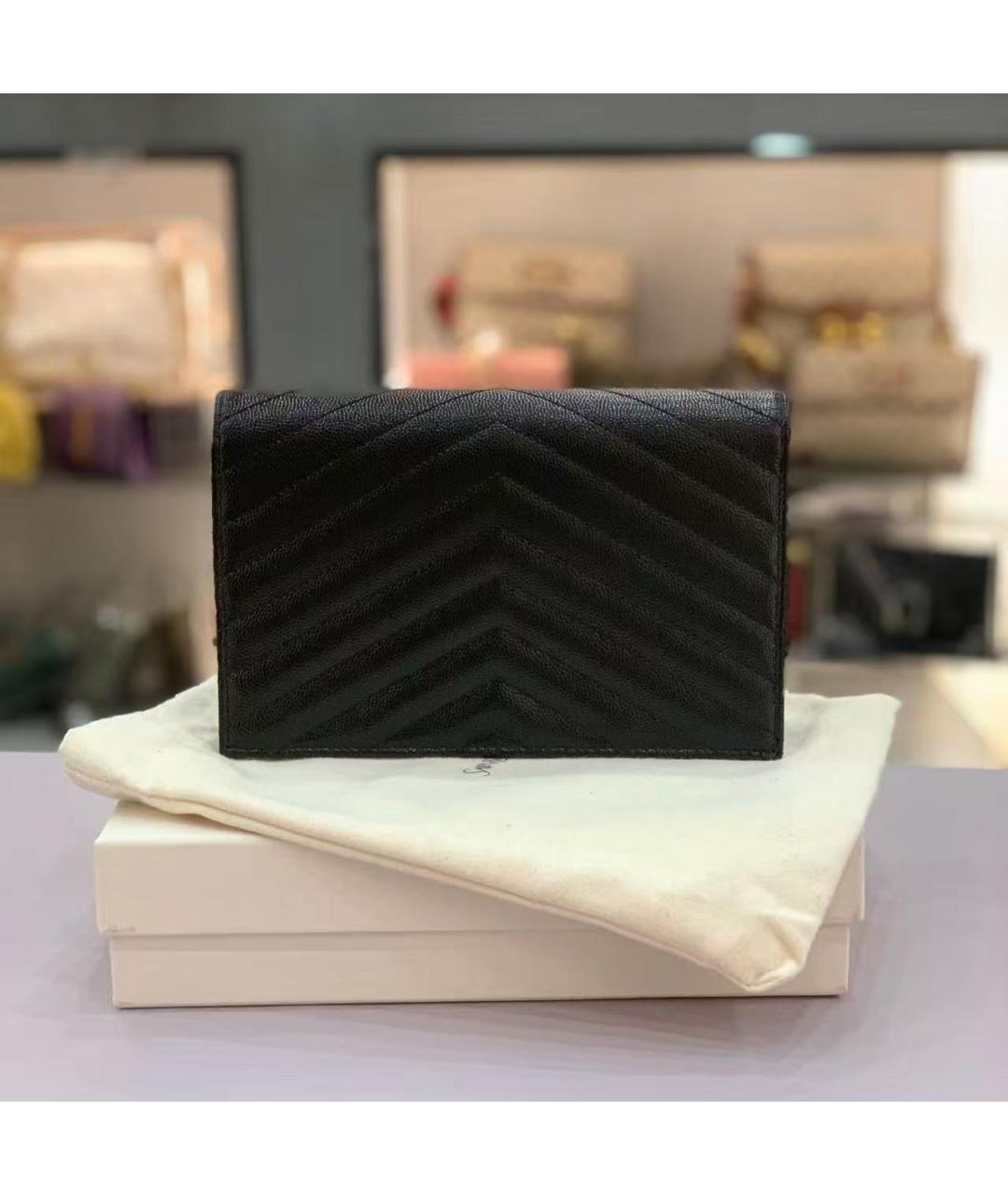 SAINT LAURENT Черная кожаная сумка через плечо, фото 3