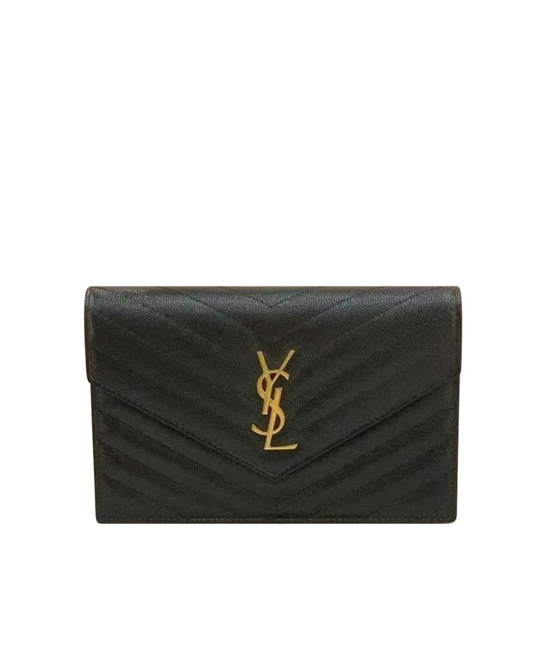 SAINT LAURENT Черная кожаная сумка через плечо, фото 1