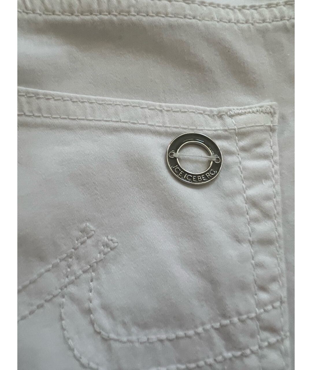 ICEBERG Белые хлопко-эластановые брюки узкие, фото 4