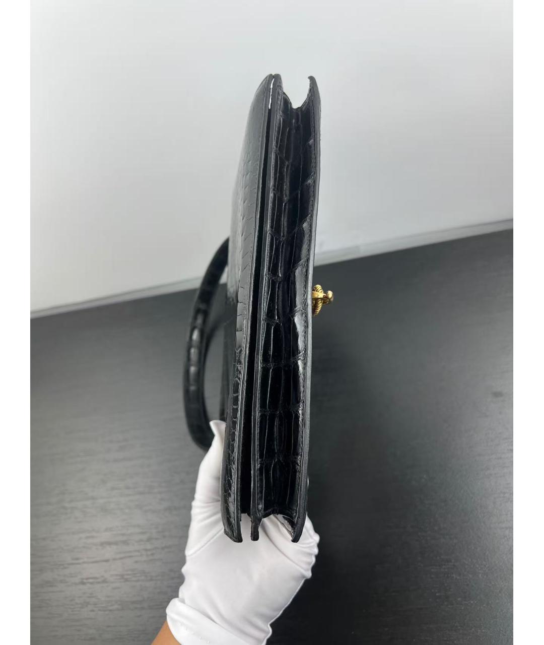 SAINT LAURENT Черная кожаная сумка с короткими ручками, фото 3