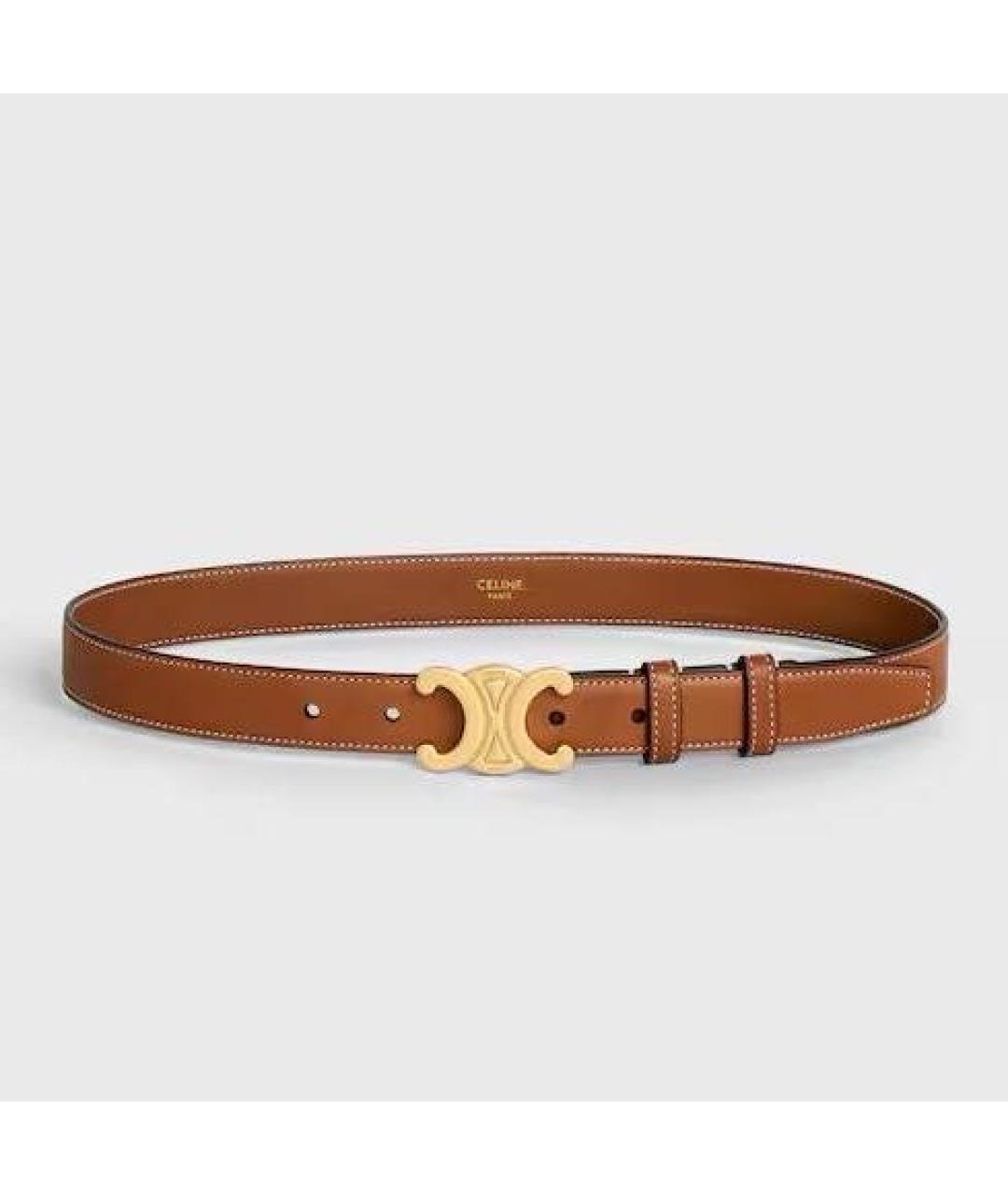 CELINE Коричневый кожаный ремень, фото 5