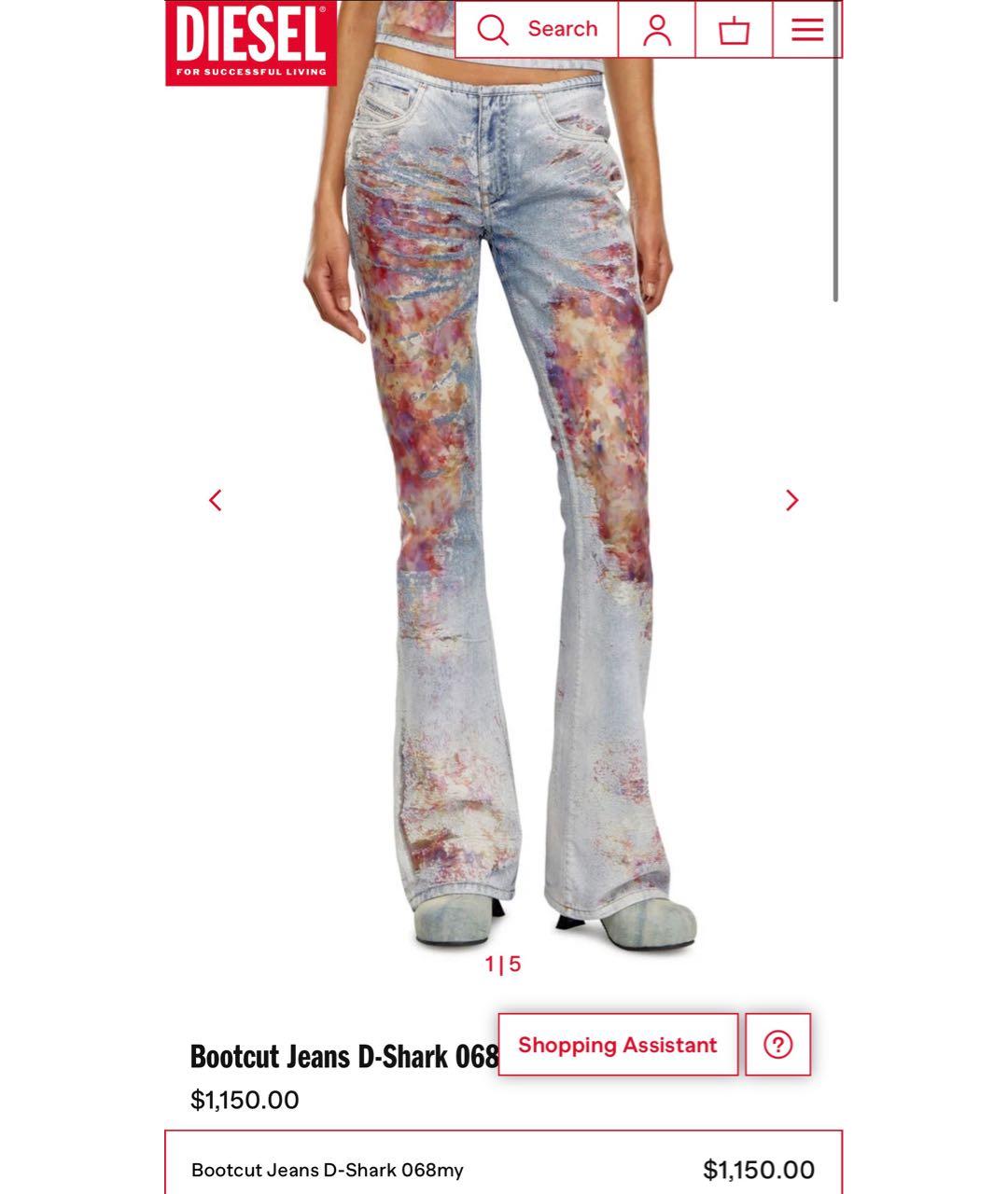 DIESEL Розовые хлопковые джинсы клеш, фото 3