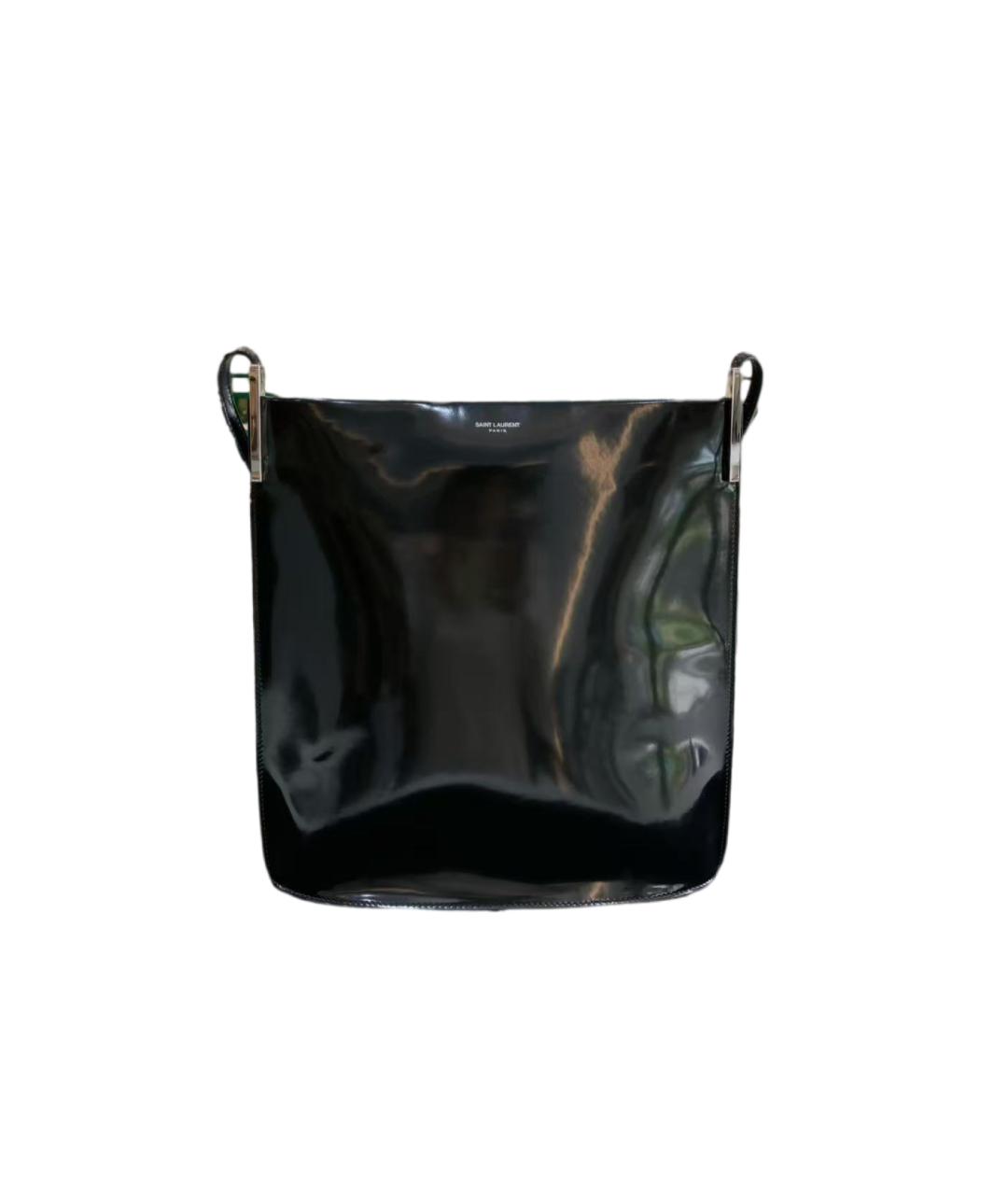 SAINT LAURENT Черная сумка тоут из лакированной кожи, фото 5