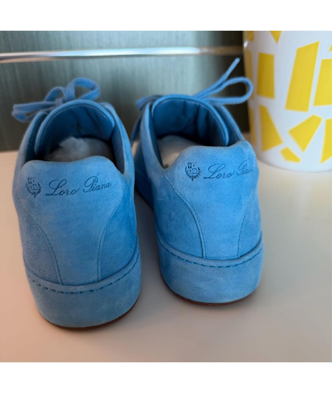LORO PIANA Голубые замшевые кеды, фото 7
