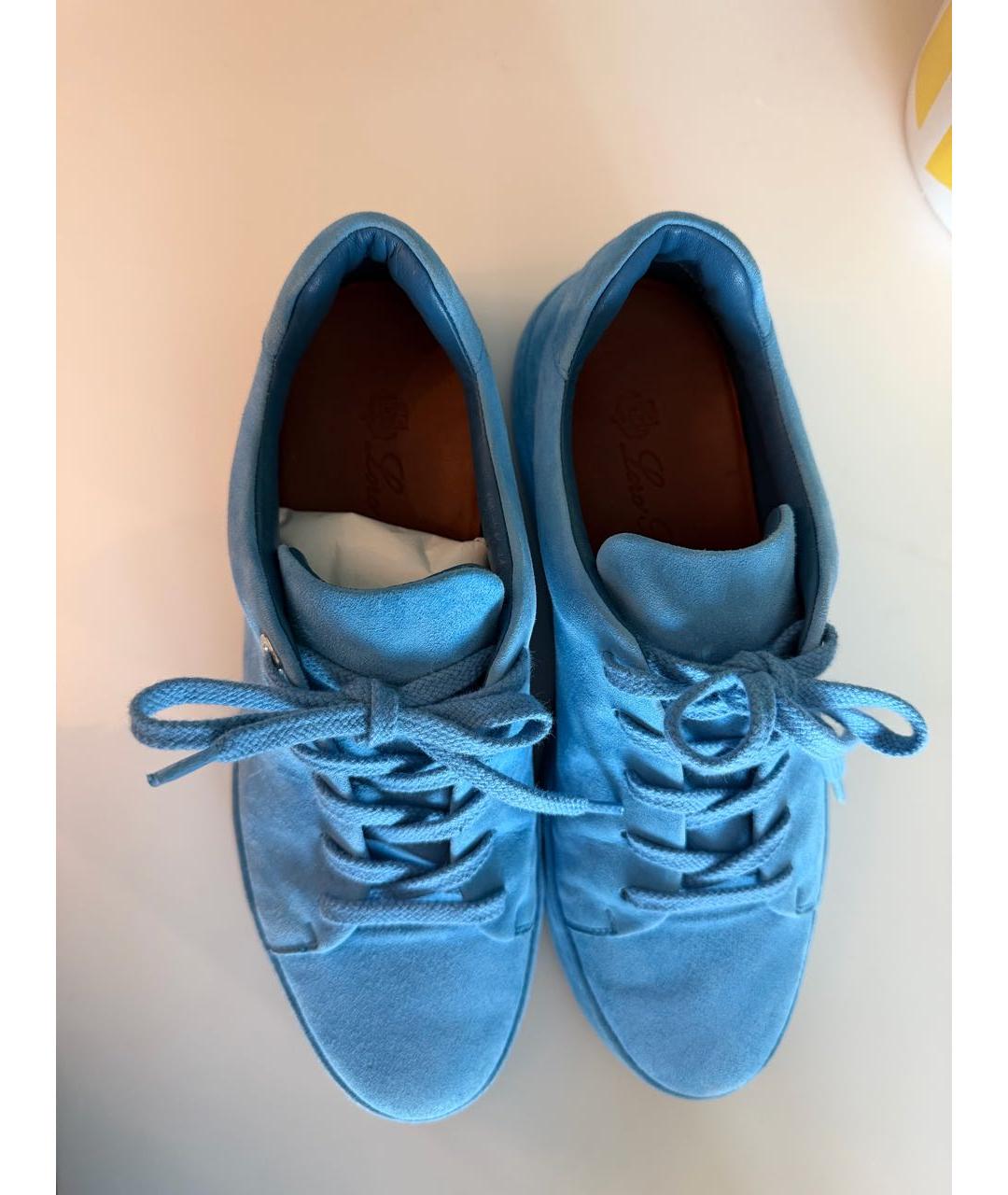 LORO PIANA Голубые замшевые кеды, фото 8