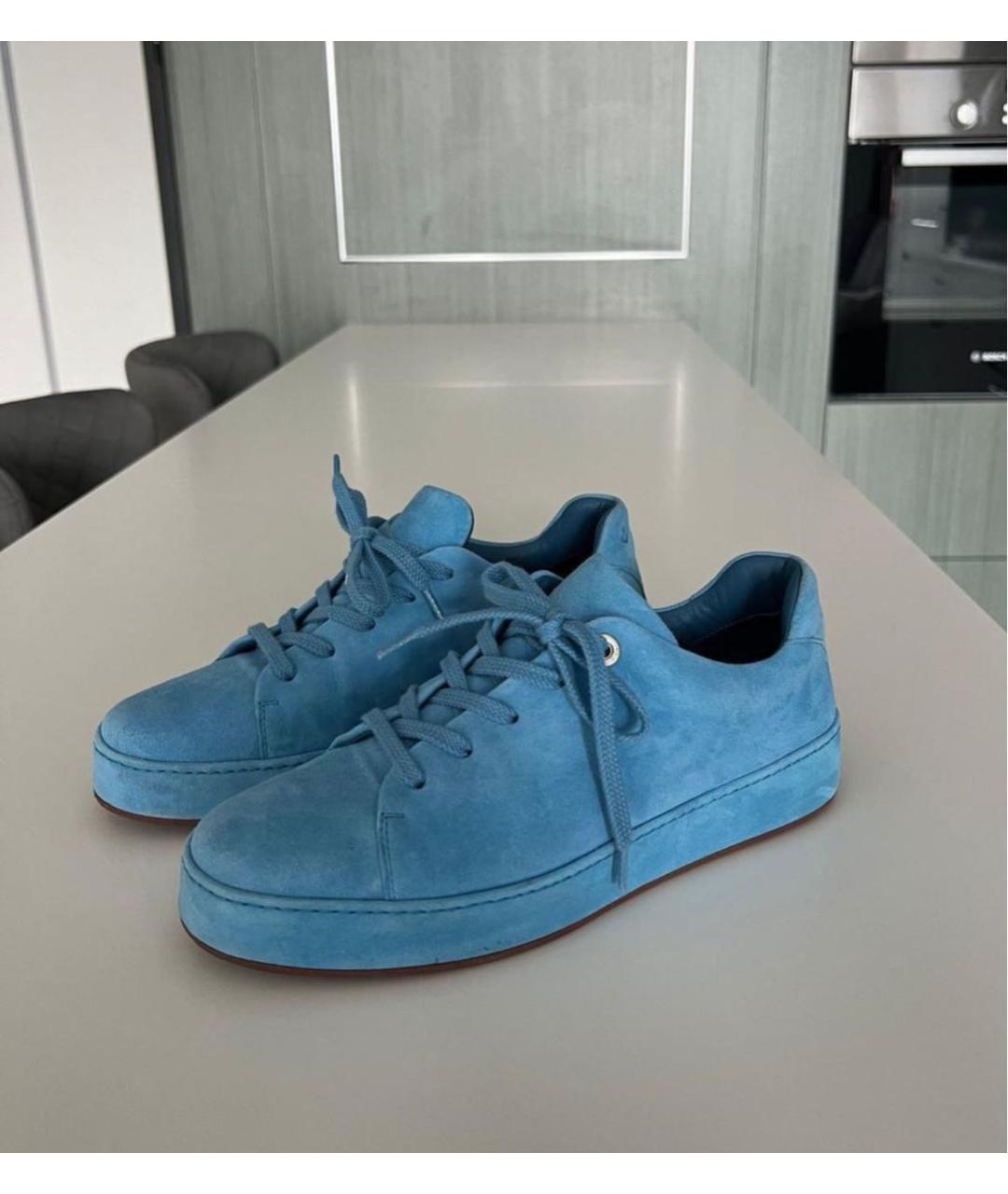 LORO PIANA Голубые замшевые кеды, фото 9