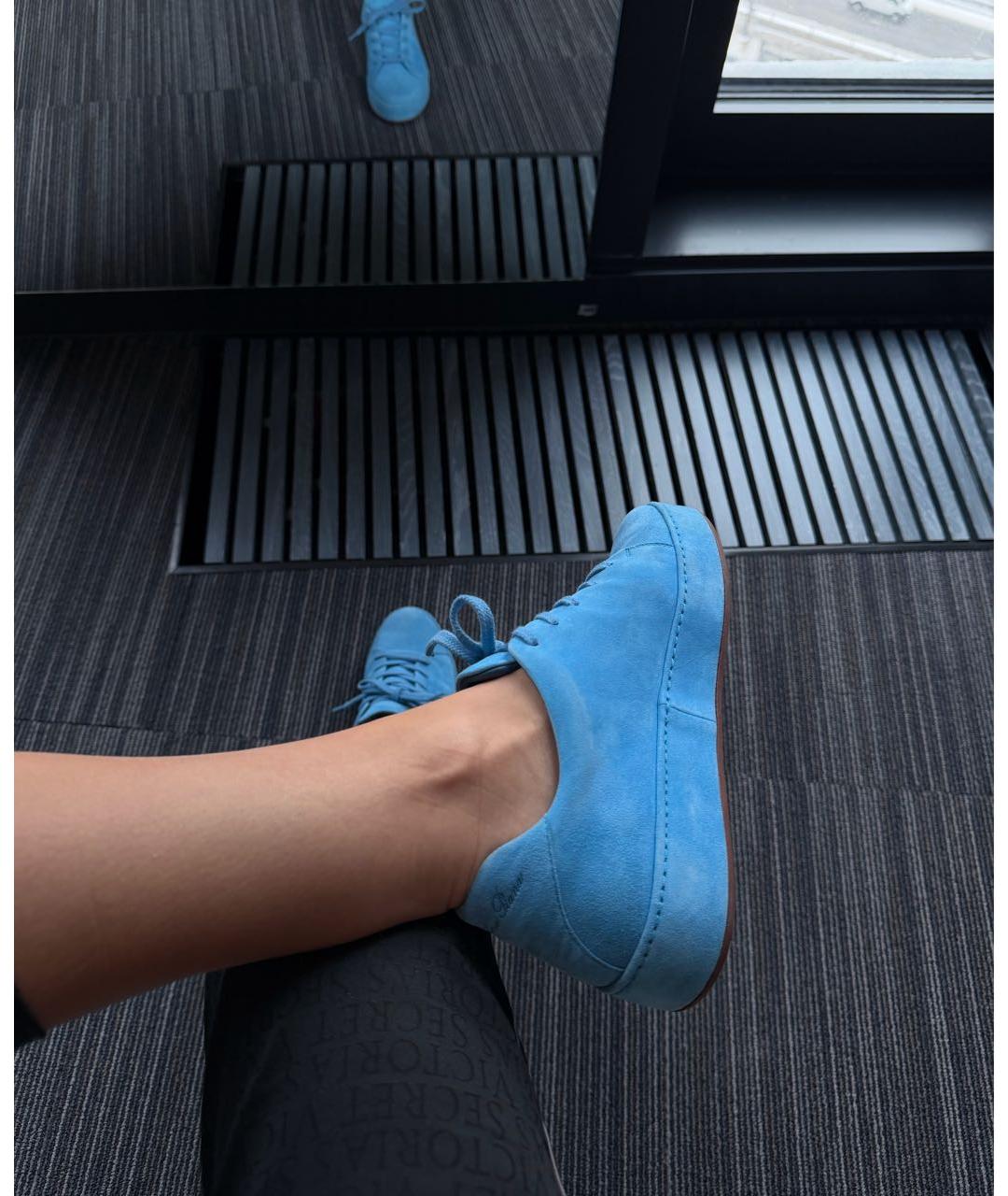 LORO PIANA Голубые замшевые кеды, фото 5