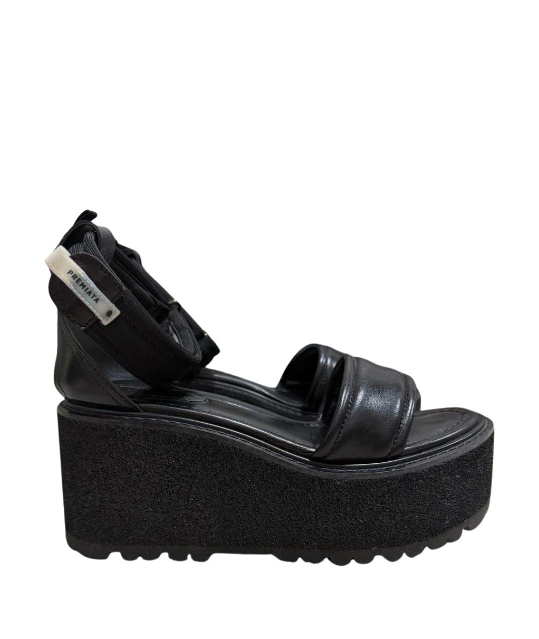 PREMIATA Черные кожаные босоножки, фото 1