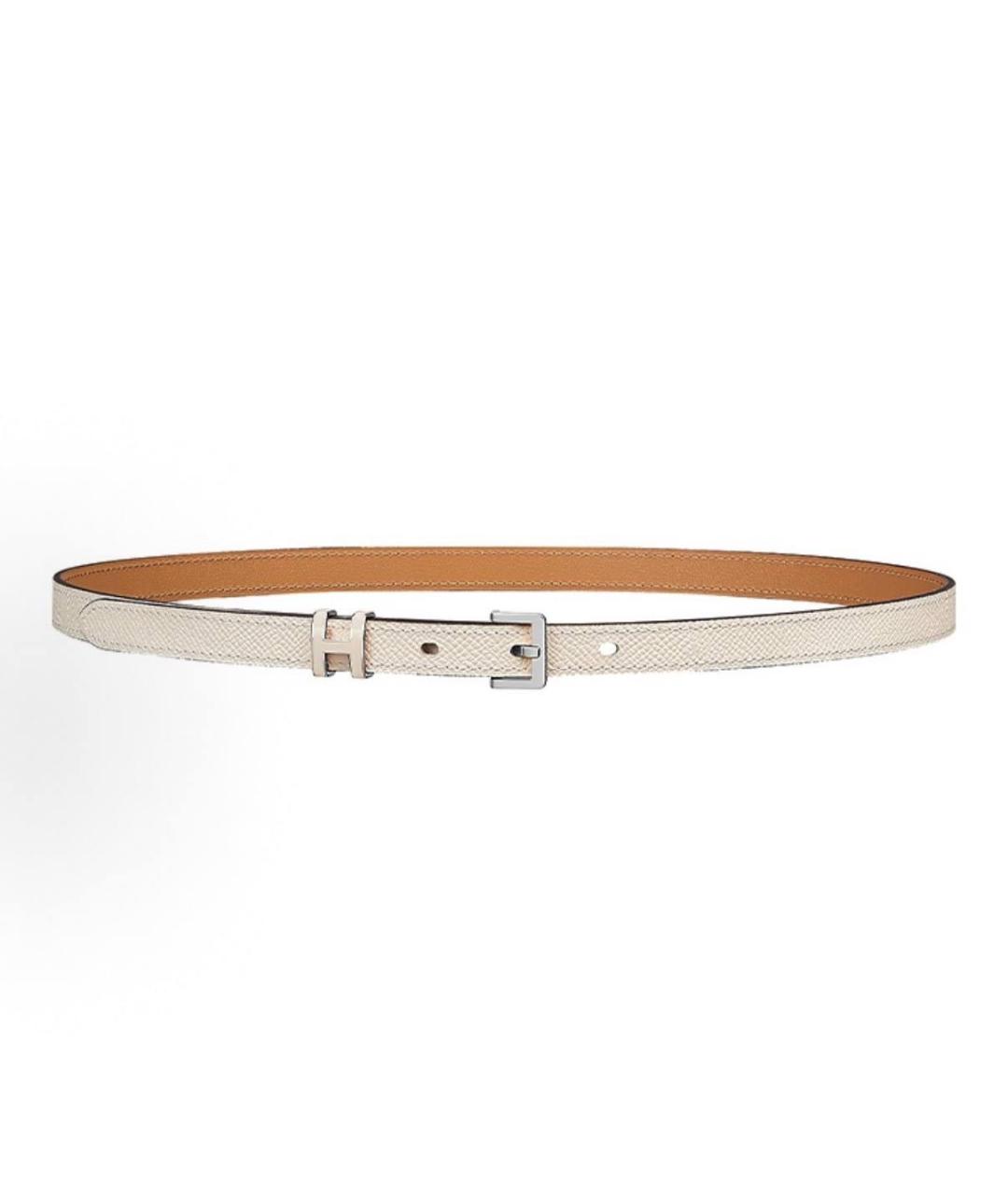 HERMES Белый кожаный ремень, фото 3