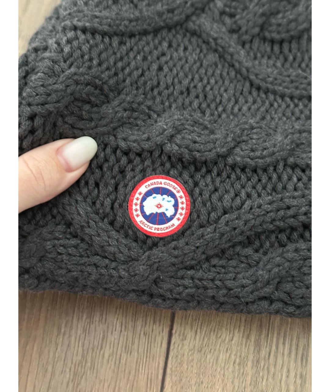 CANADA GOOSE Антрацитовая шерстяная шапка, фото 3