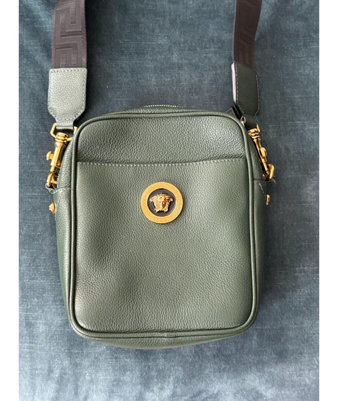 VERSACE Зеленая кожаная сумка на плечо, фото 5