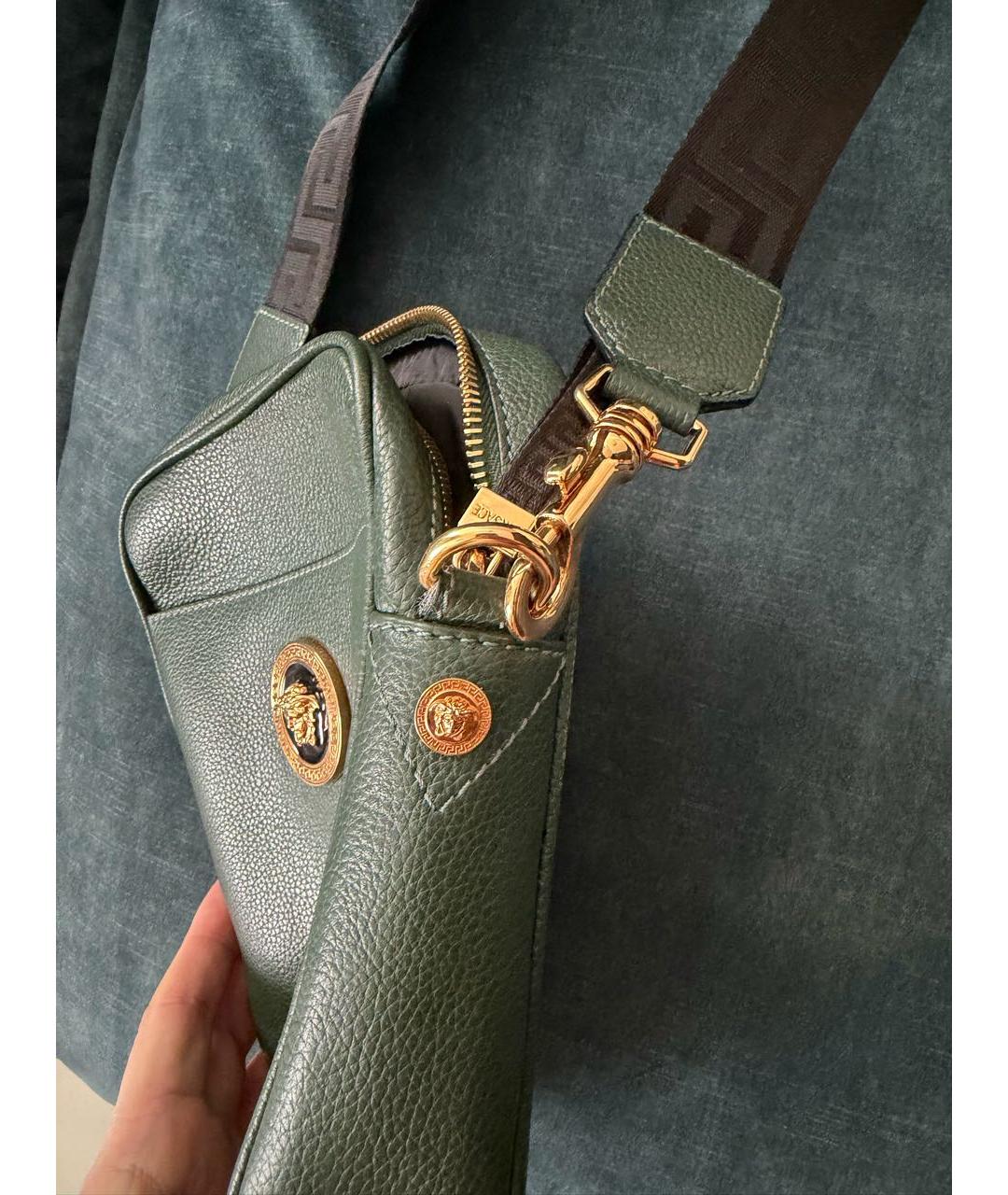 VERSACE Зеленая кожаная сумка на плечо, фото 2