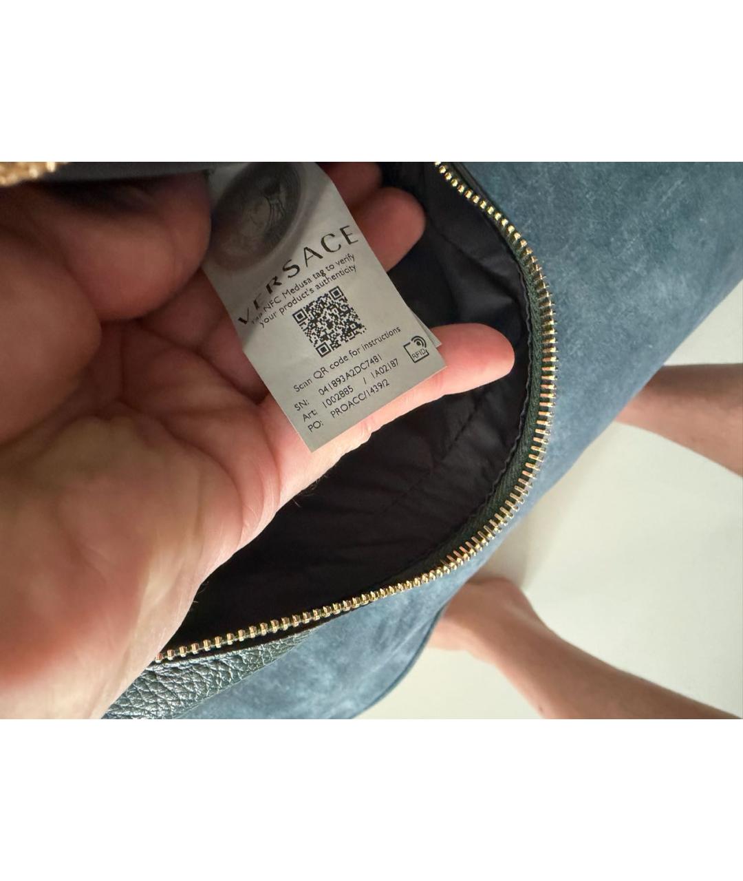 VERSACE Зеленая кожаная сумка на плечо, фото 3