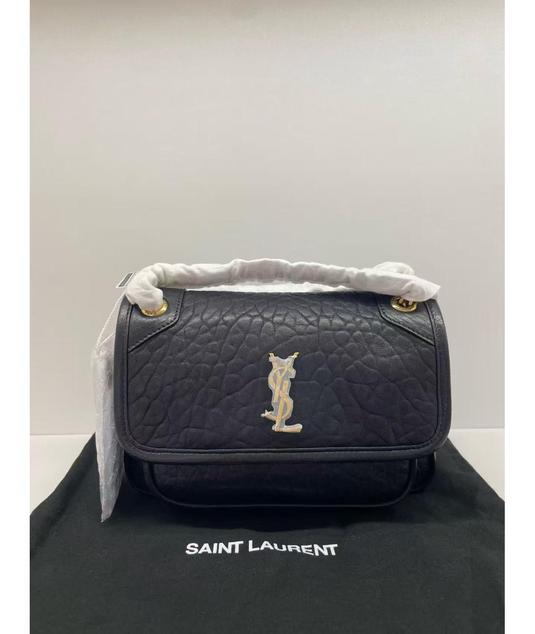 SAINT LAURENT Черная кожаная сумка через плечо, фото 5