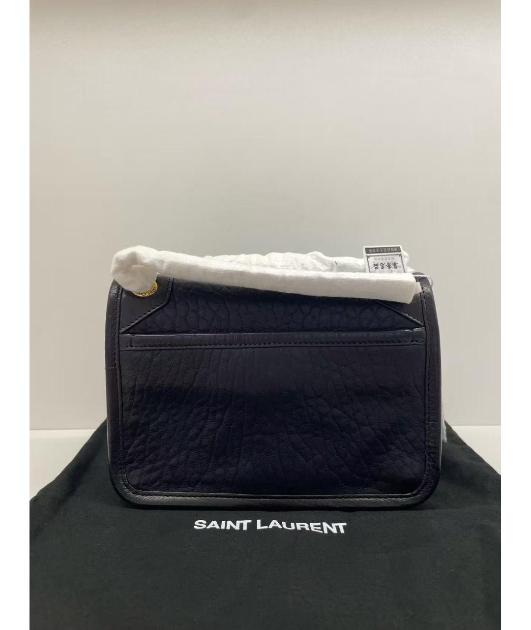 SAINT LAURENT Черная кожаная сумка через плечо, фото 2