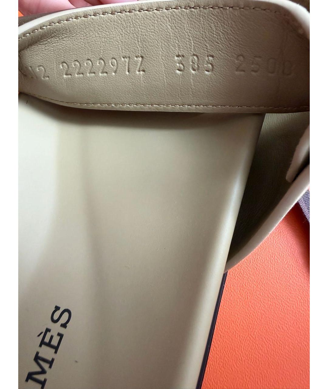 HERMES Бежевые замшевые шлепанцы, фото 4