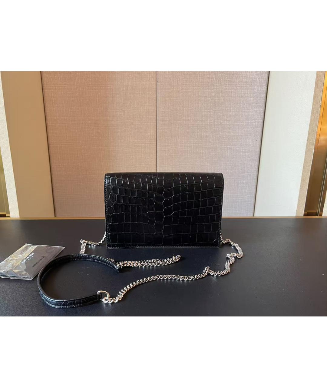 SAINT LAURENT Черная кожаная сумка через плечо, фото 3