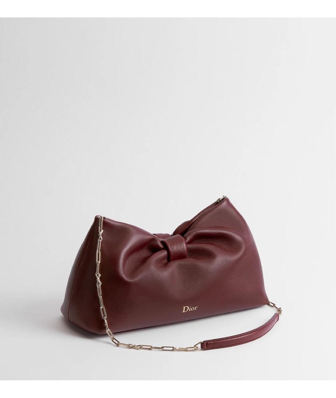 CHRISTIAN DIOR Бордовая кожаная сумка через плечо, фото 2