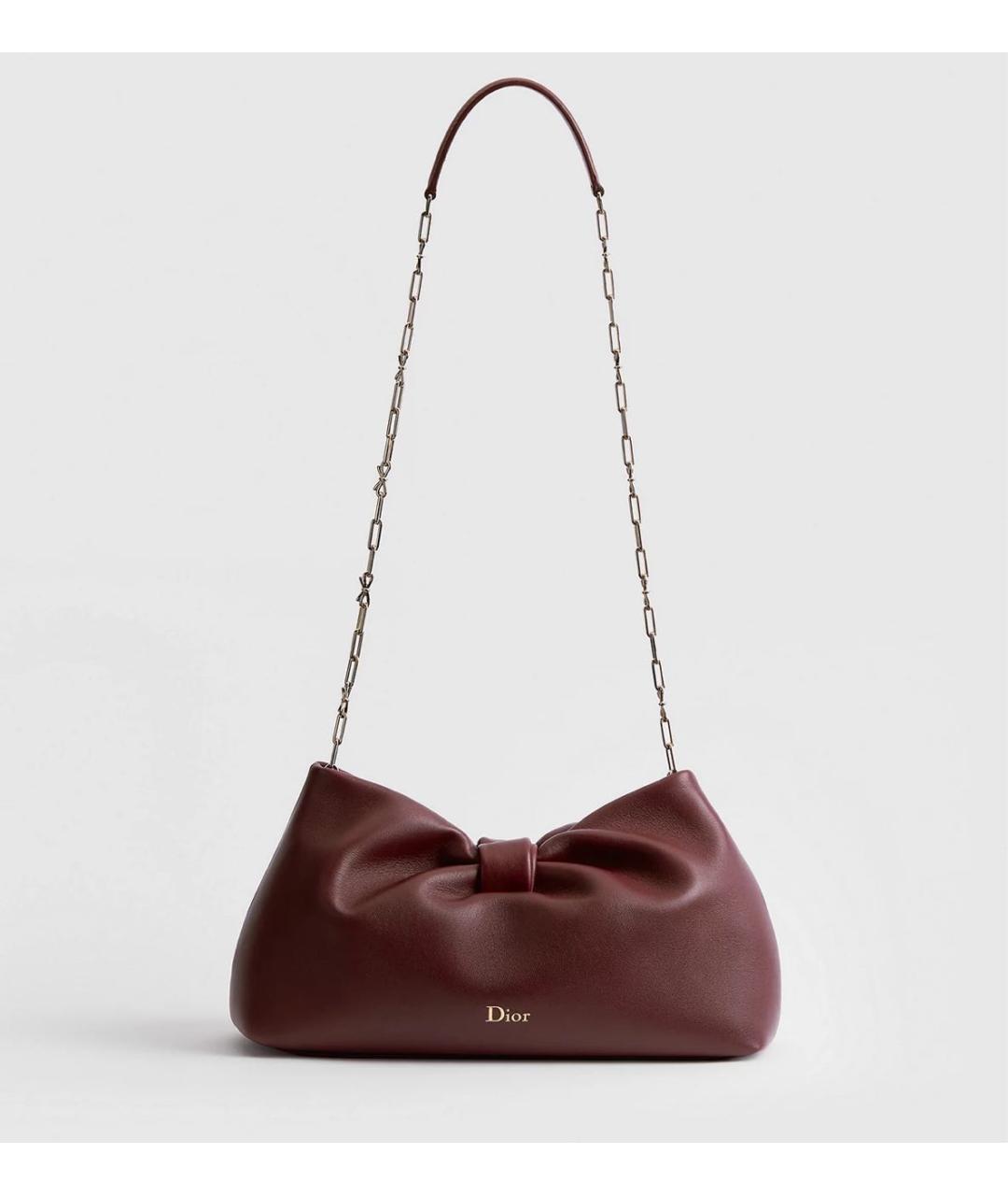 CHRISTIAN DIOR Бордовая кожаная сумка через плечо, фото 4