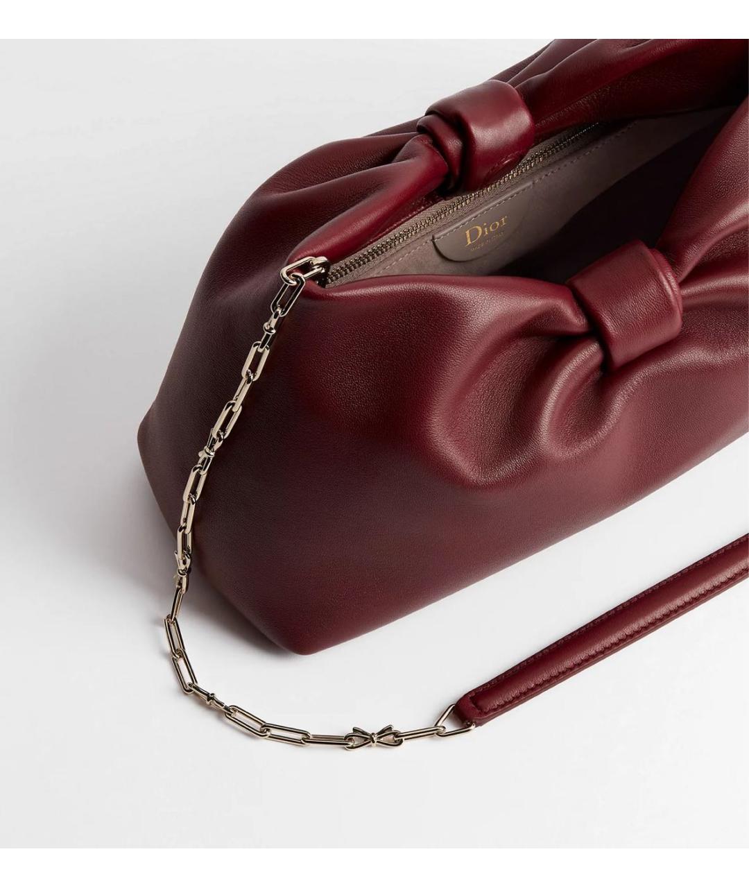 CHRISTIAN DIOR Бордовая кожаная сумка через плечо, фото 3