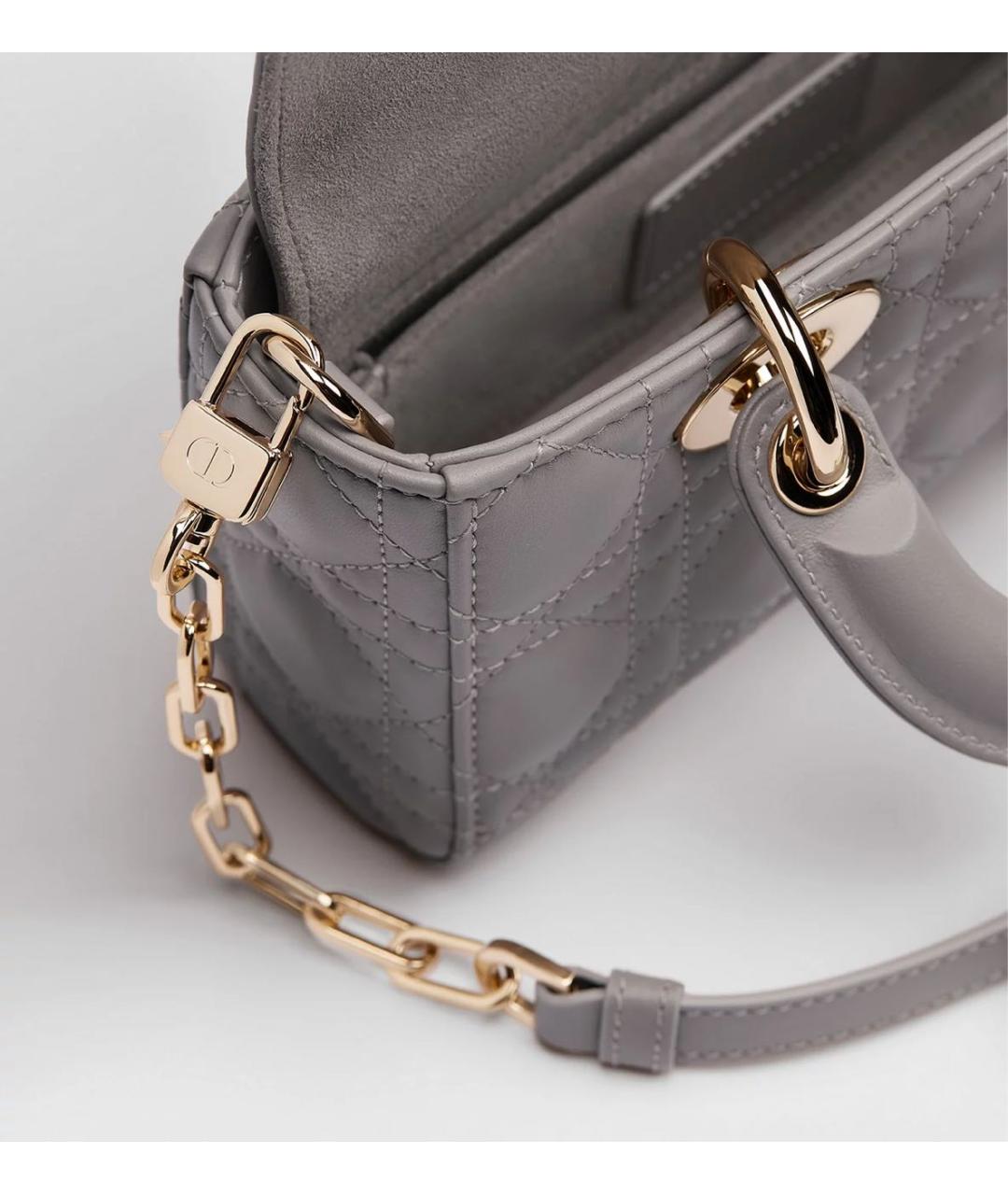 CHRISTIAN DIOR Серая кожаная сумка через плечо, фото 3