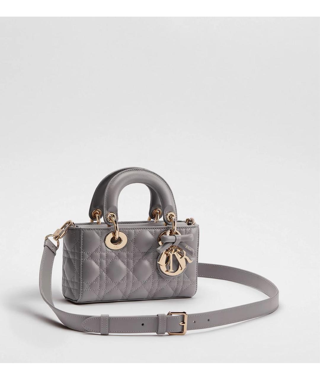 CHRISTIAN DIOR Серая кожаная сумка через плечо, фото 2