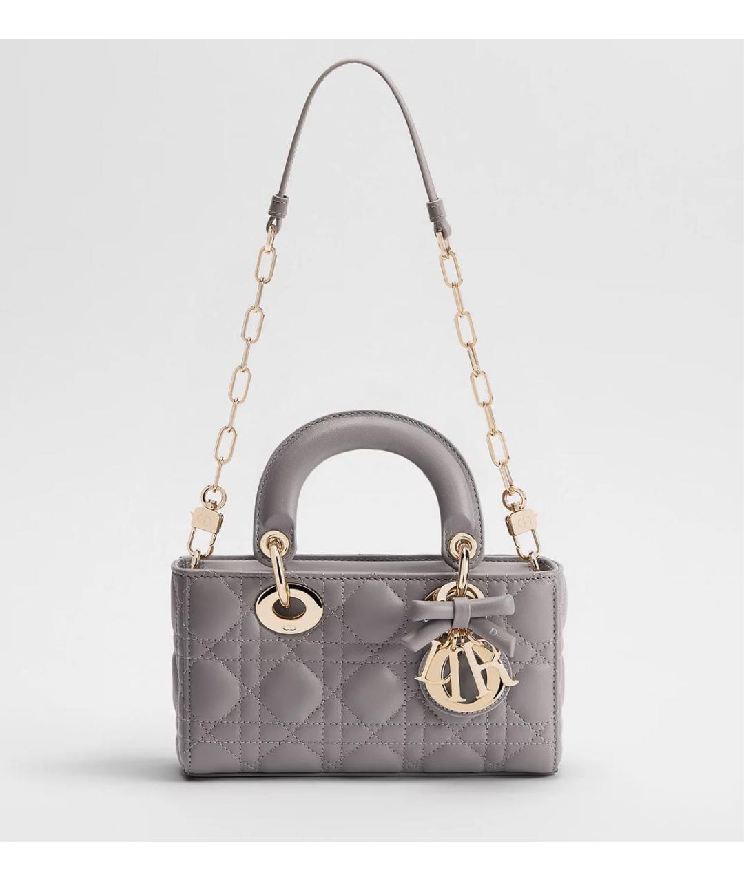 CHRISTIAN DIOR Серая кожаная сумка через плечо, фото 4