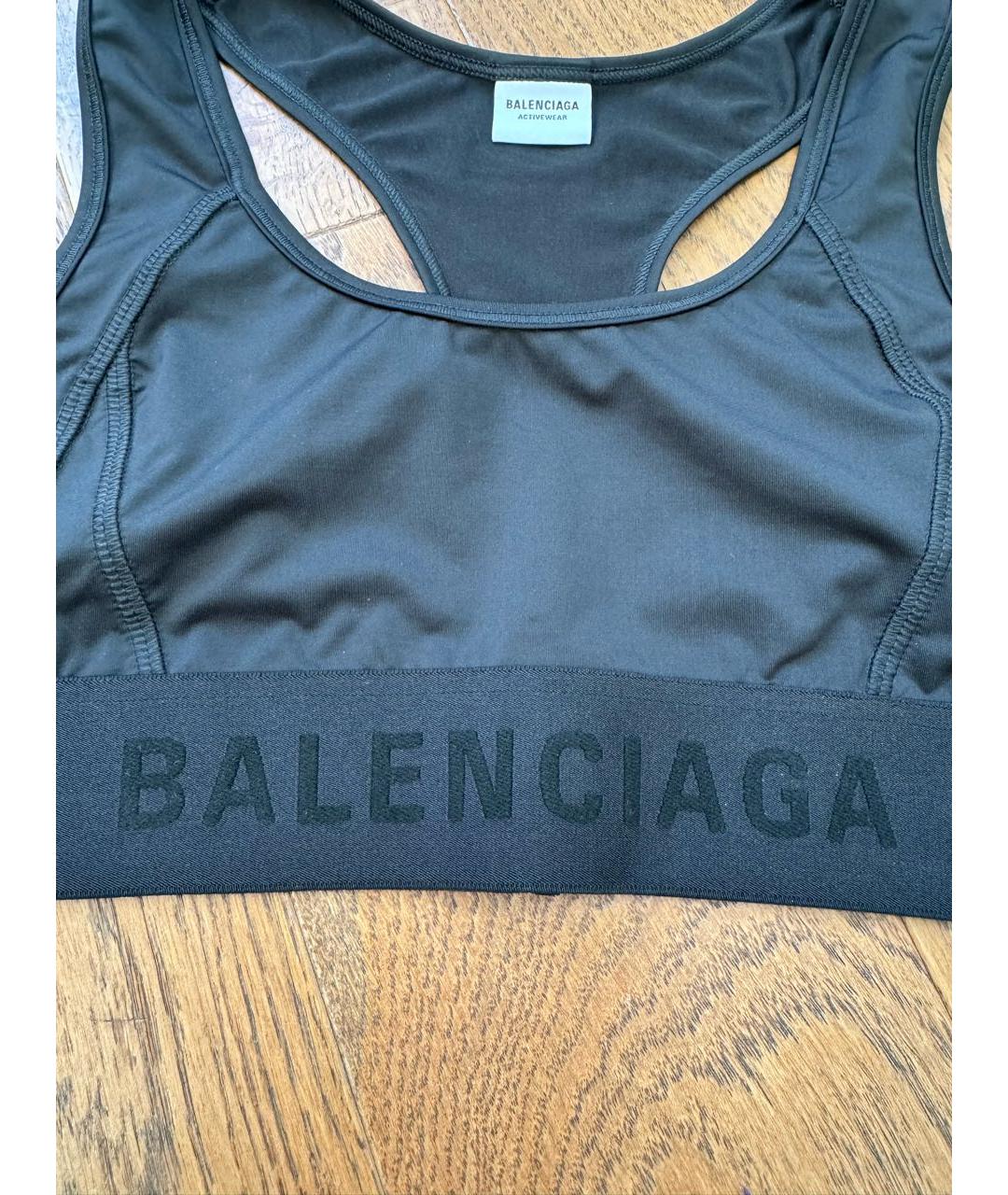 BALENCIAGA Черная полиэстеровая майка, фото 4