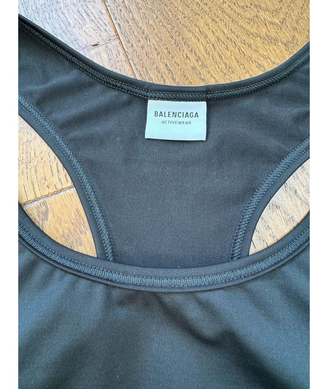 BALENCIAGA Черная полиэстеровая майка, фото 5