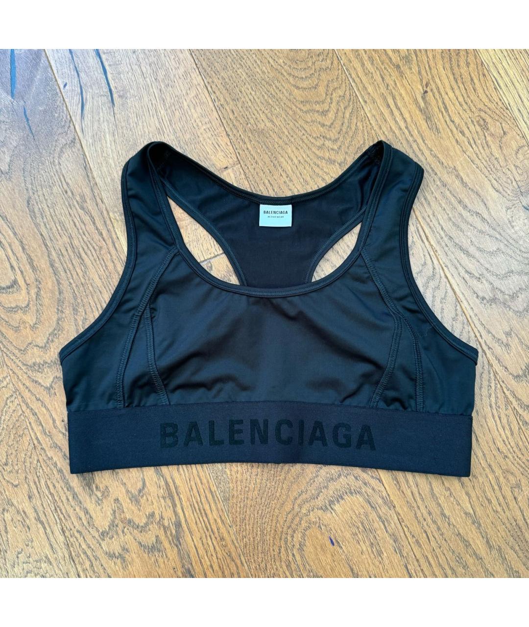 BALENCIAGA Черная полиэстеровая майка, фото 9