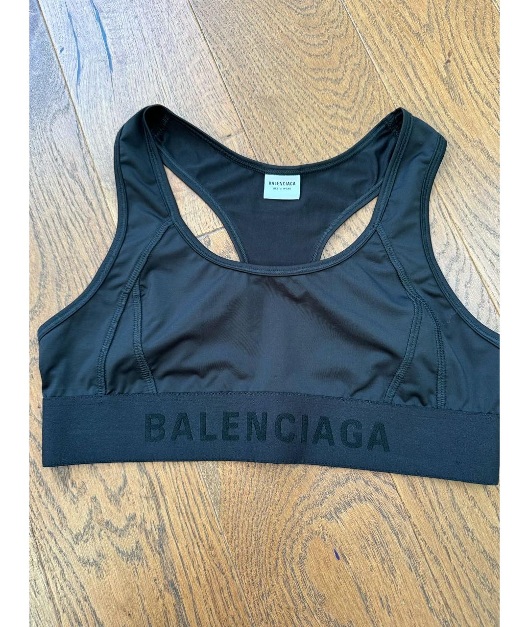 BALENCIAGA Черная полиэстеровая майка, фото 3