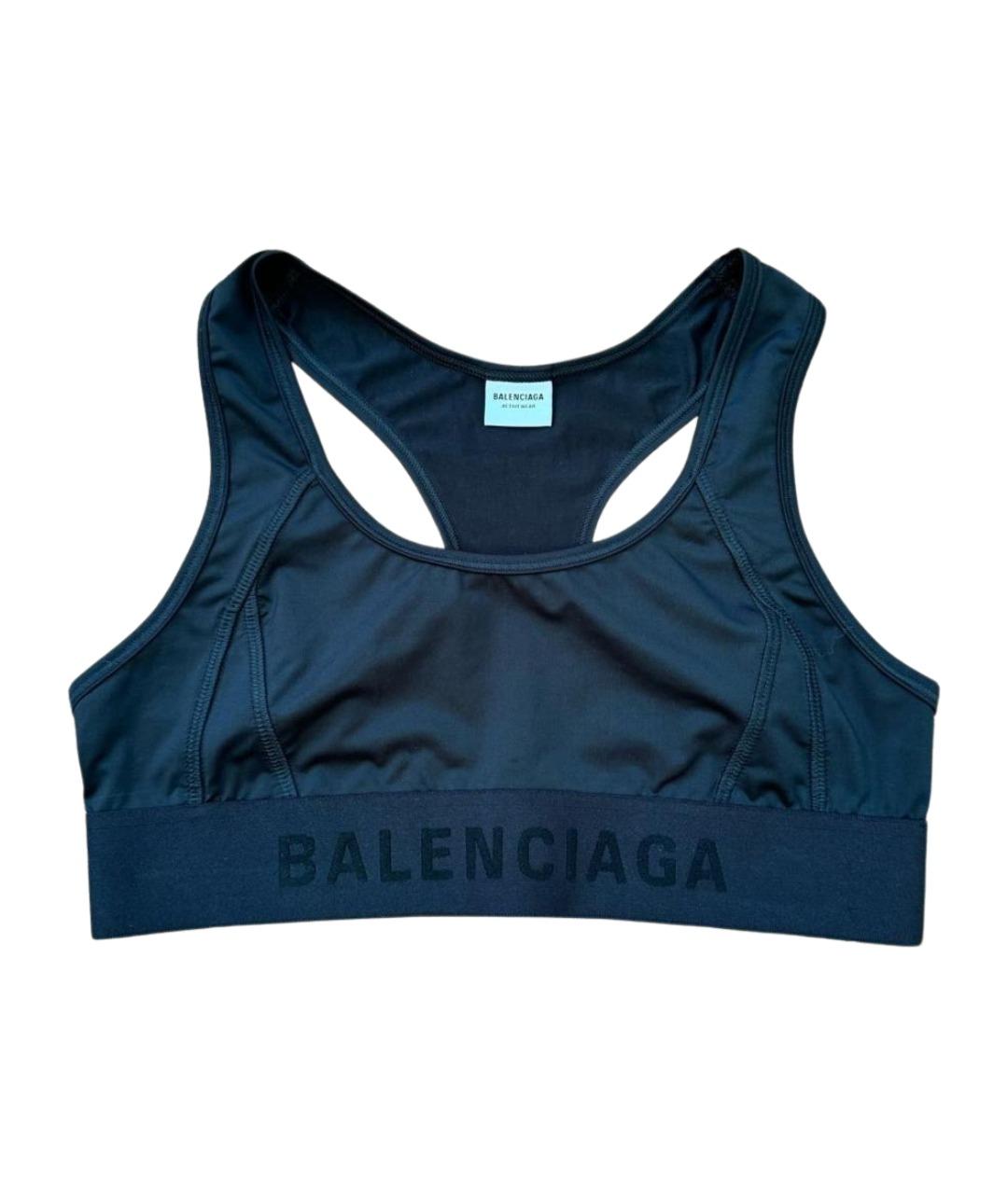 BALENCIAGA Черная полиэстеровая майка, фото 1