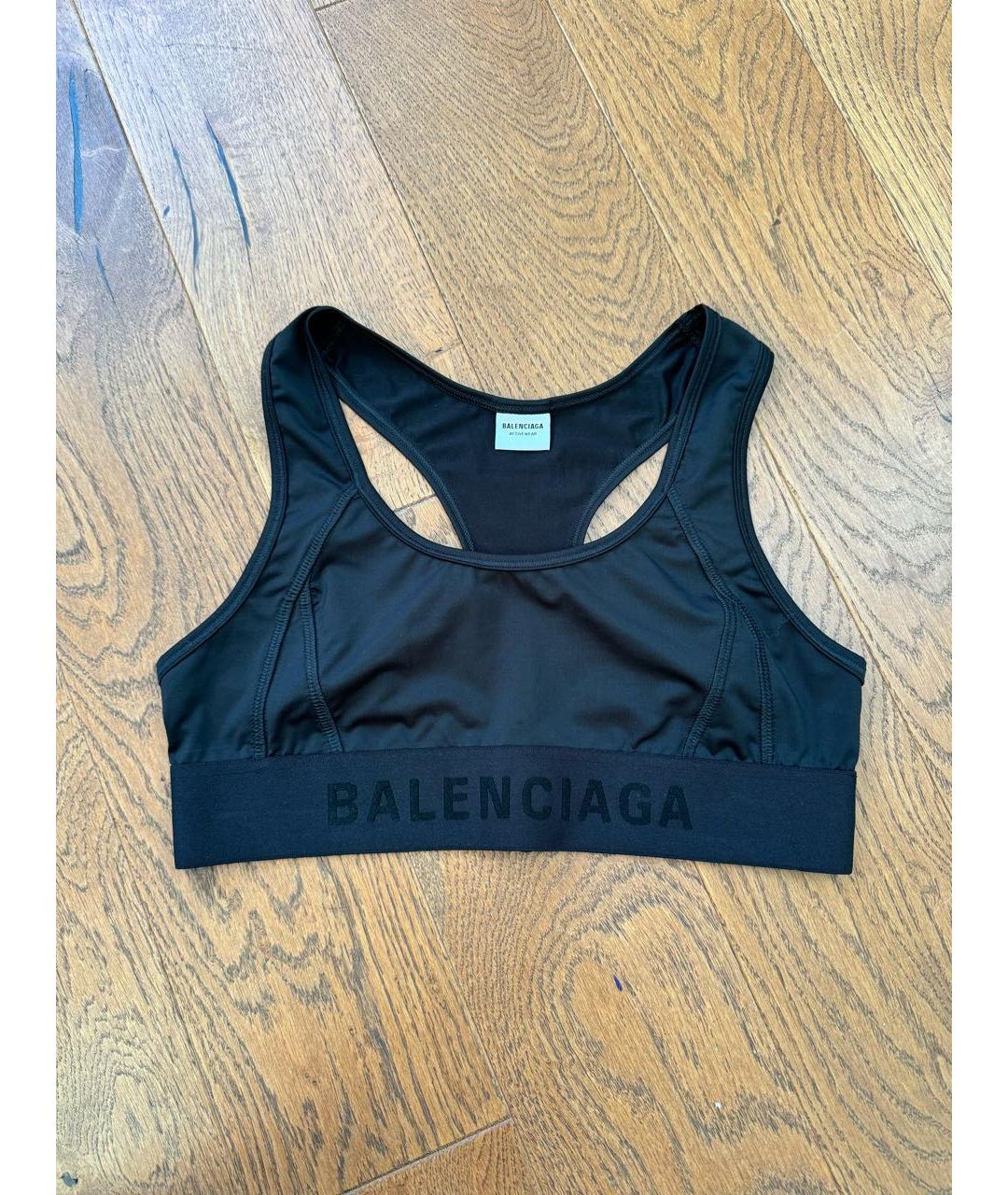 BALENCIAGA Черная полиэстеровая майка, фото 2