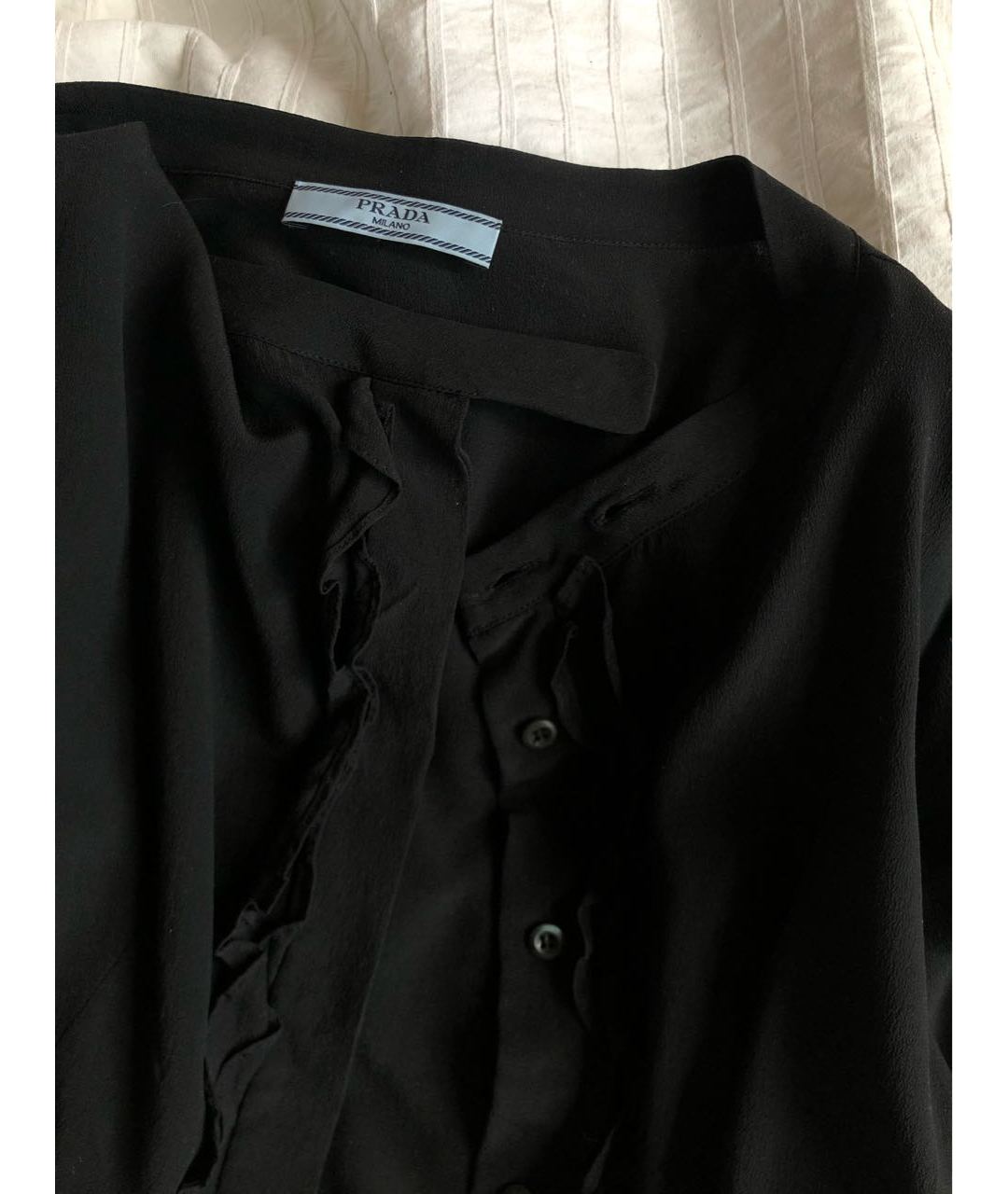 PRADA Черная шелковая рубашка, фото 4