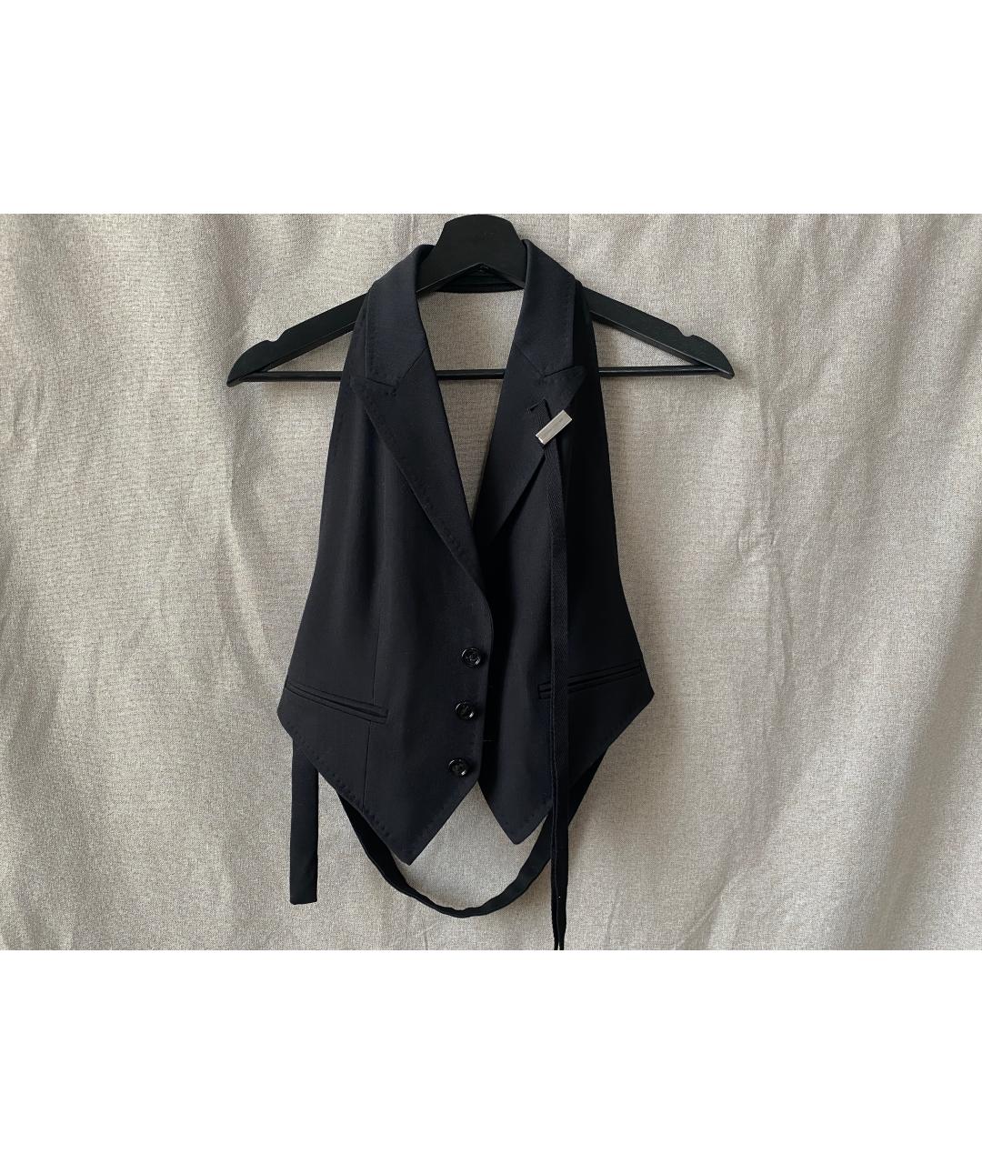 ANN DEMEULEMEESTER Черный шерстяной жилет, фото 8