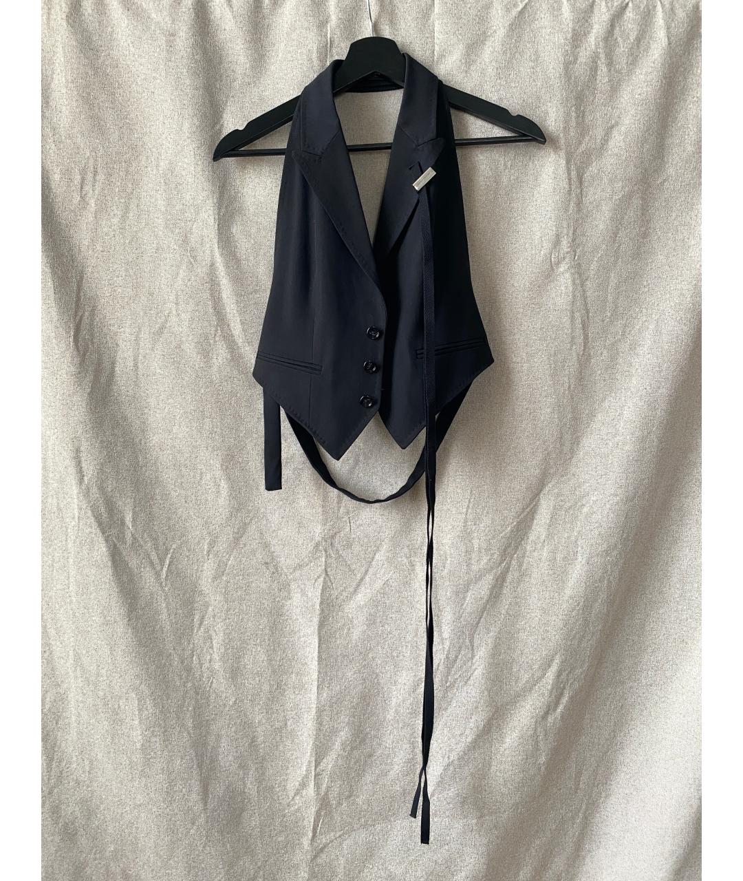 ANN DEMEULEMEESTER Черный шерстяной жилет, фото 2