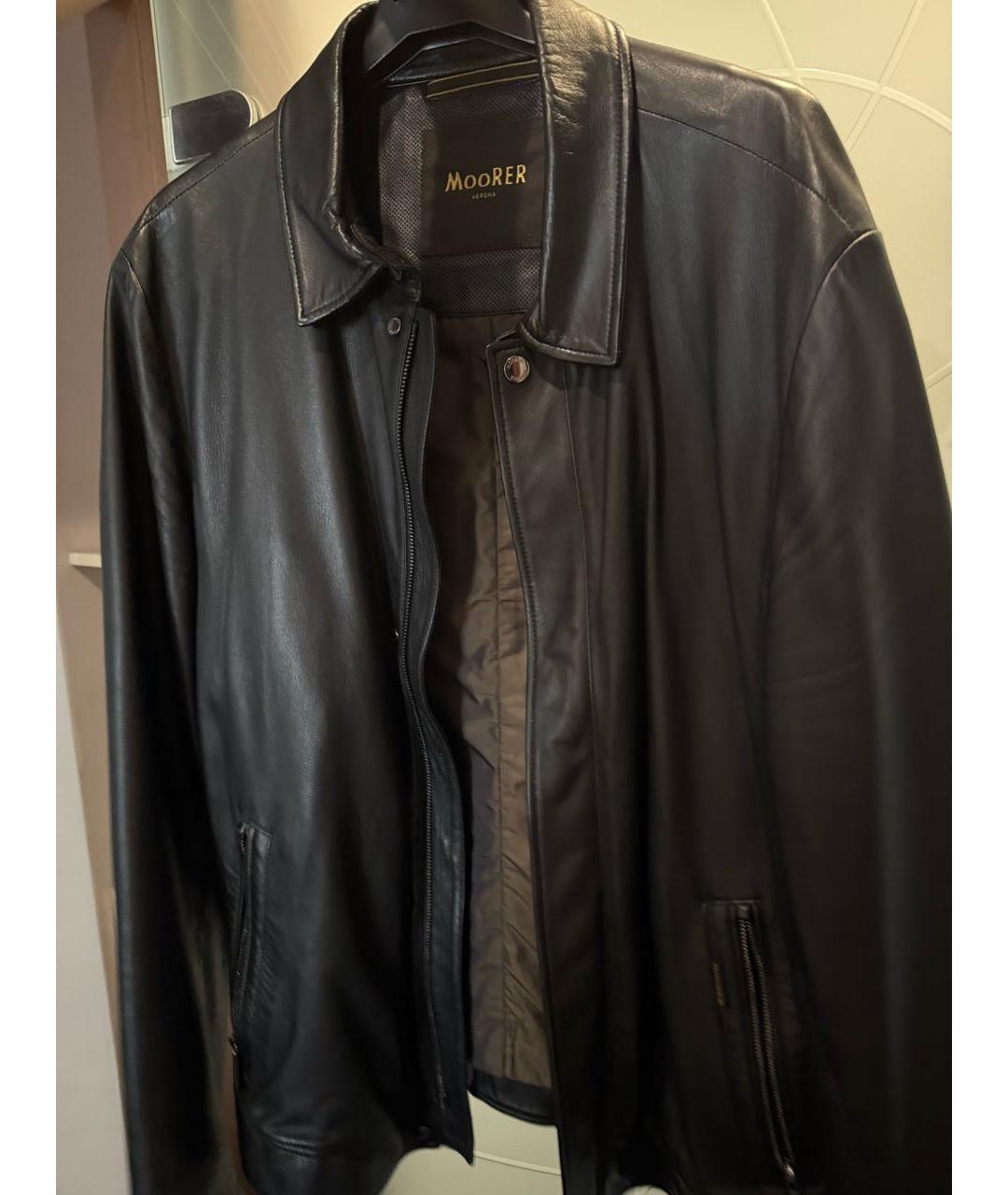 MOORER Черная кожаная куртка, фото 4