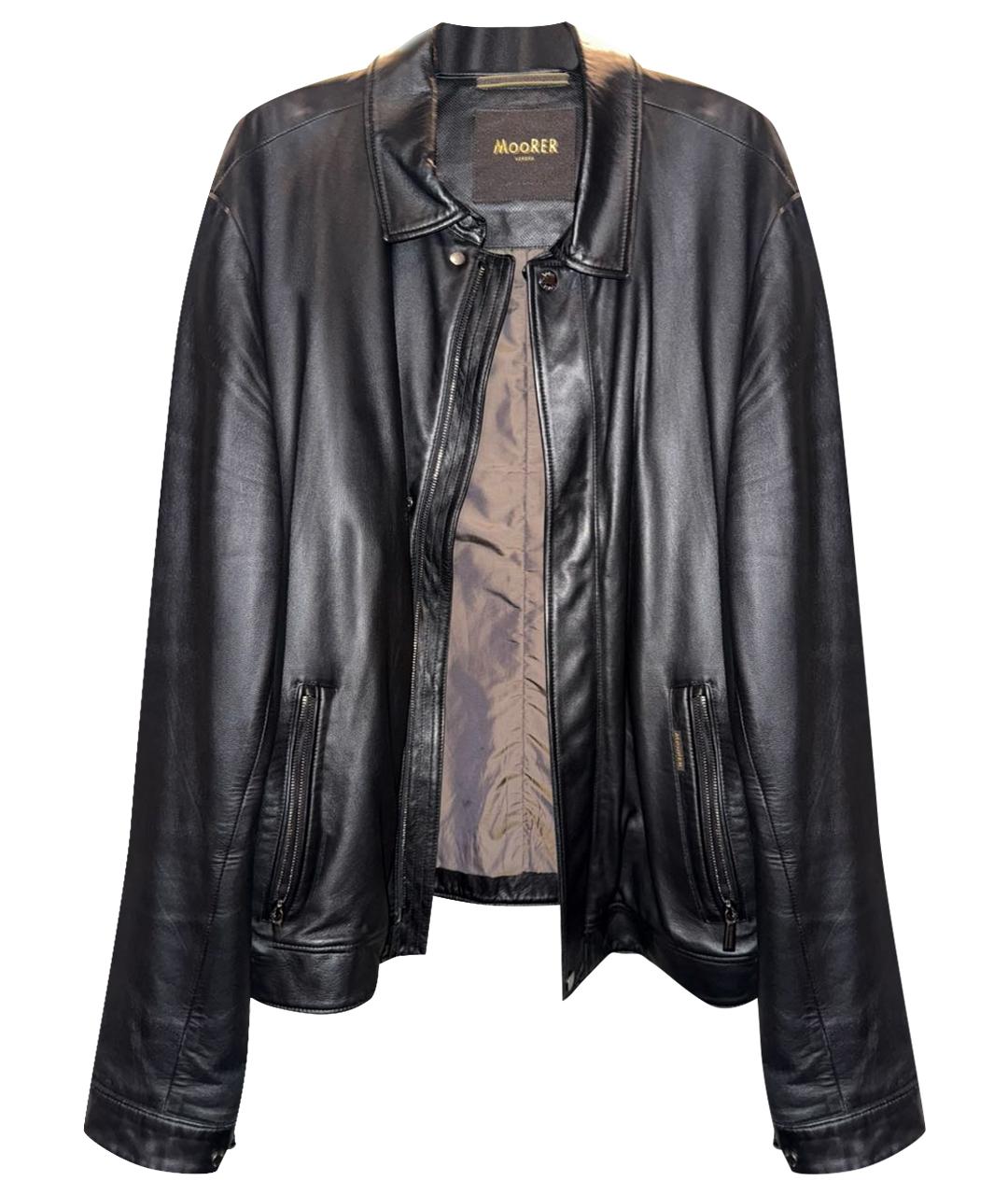 MOORER Черная кожаная куртка, фото 1