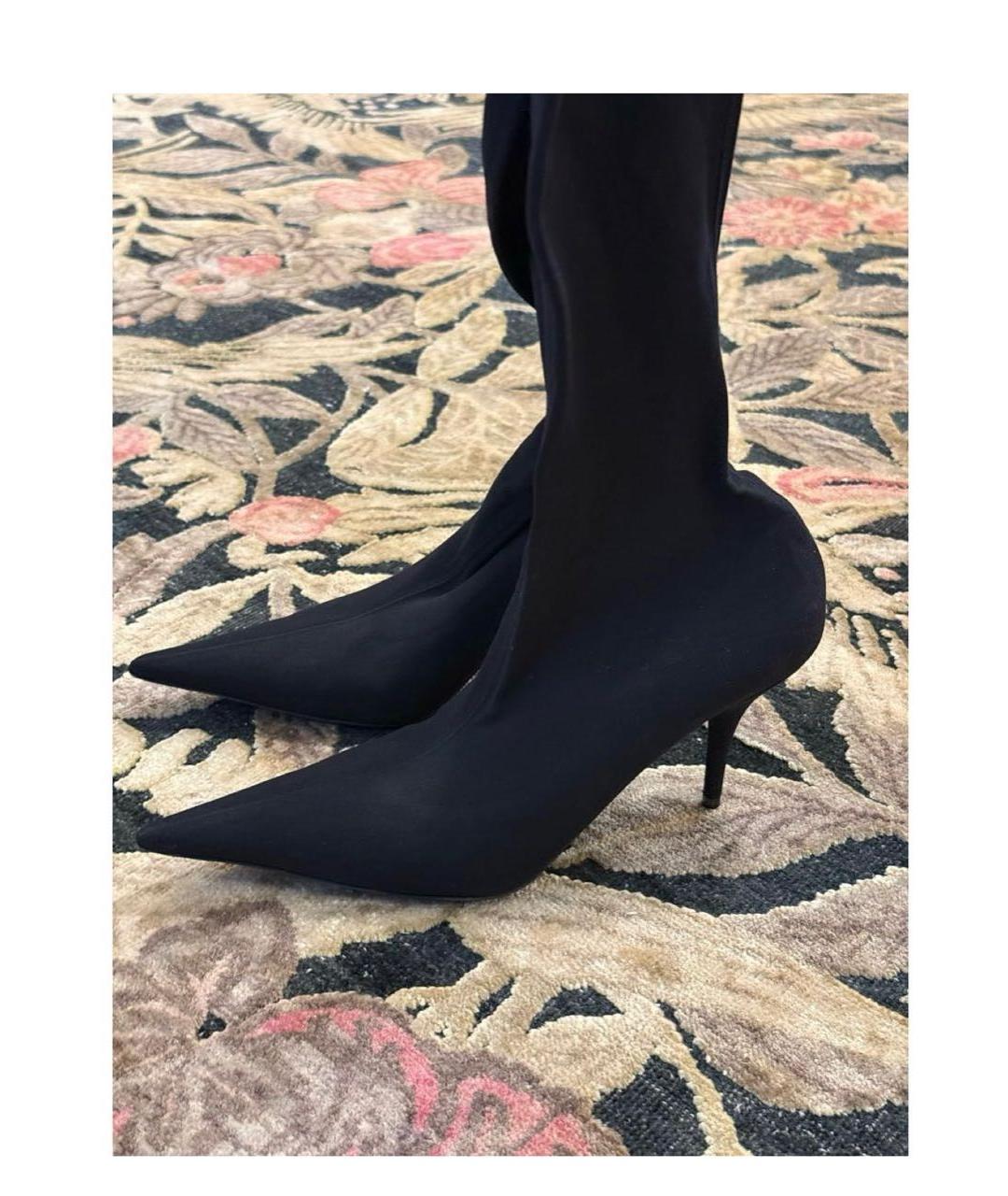 BALENCIAGA Черные текстильные ботфорты, фото 5