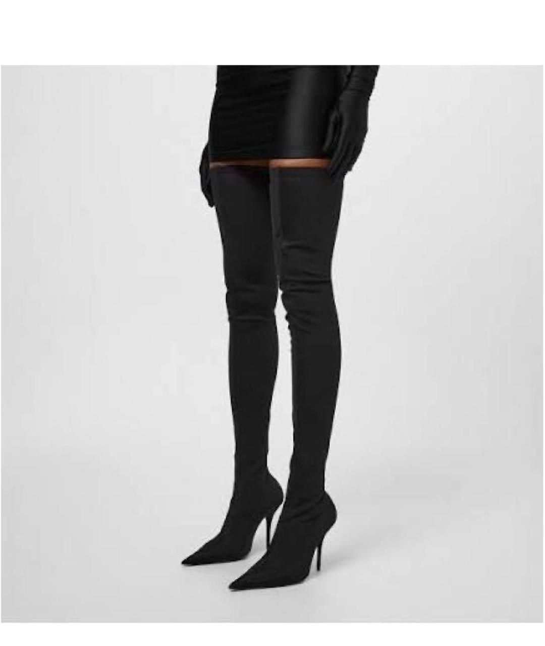 BALENCIAGA Черные текстильные ботфорты, фото 6