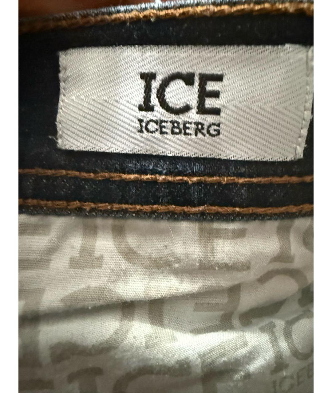 ICEBERG Темно-синие хлопко-эластановые джинсы клеш, фото 6