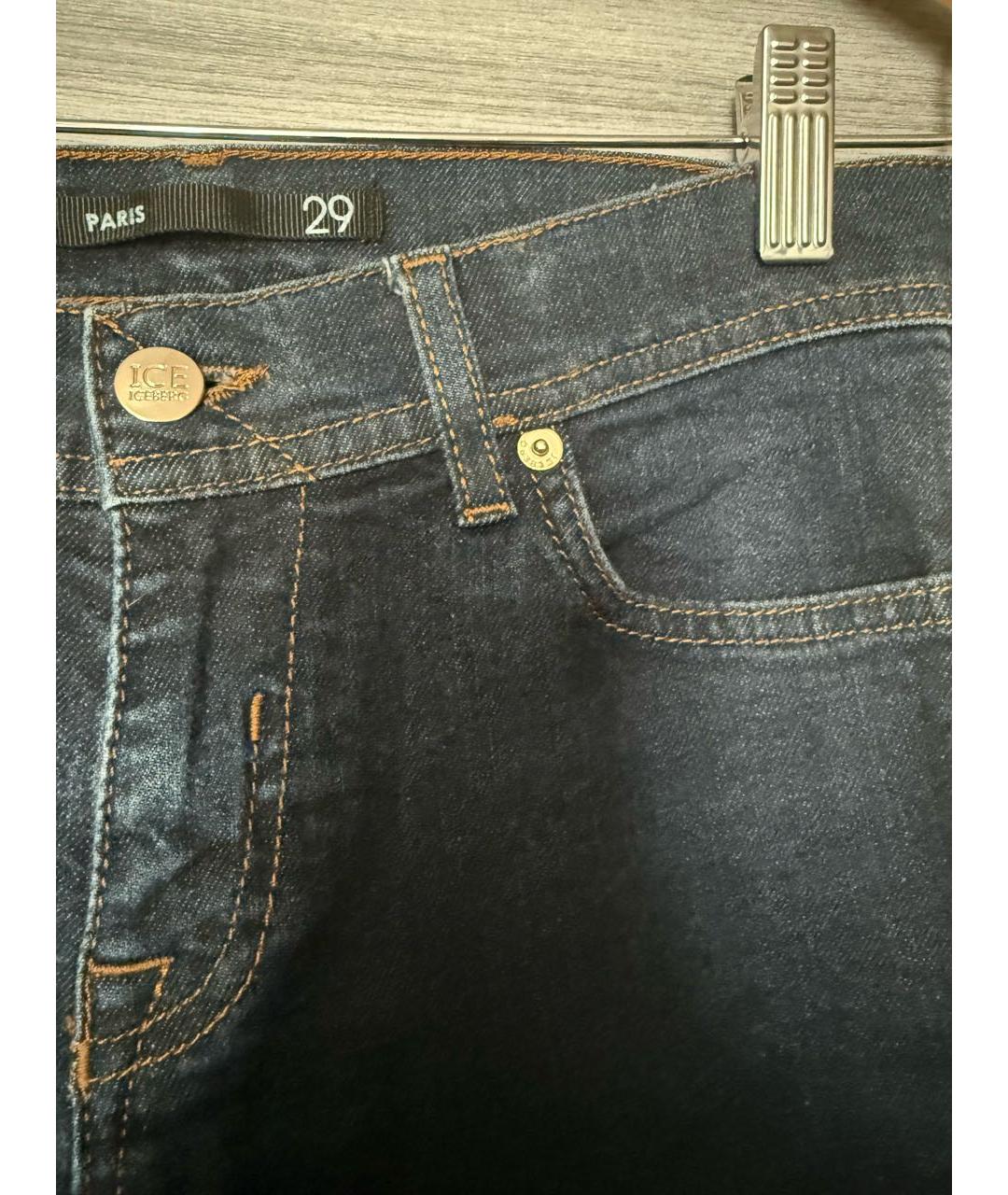 ICEBERG Темно-синие хлопко-эластановые джинсы клеш, фото 4