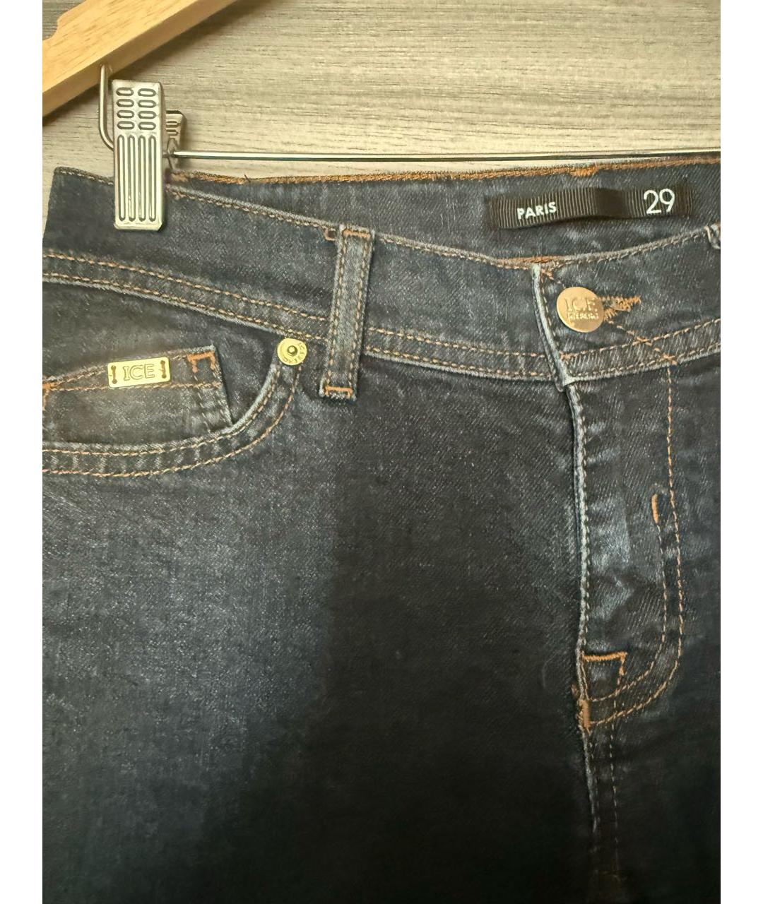 ICEBERG Темно-синие хлопко-эластановые джинсы клеш, фото 8