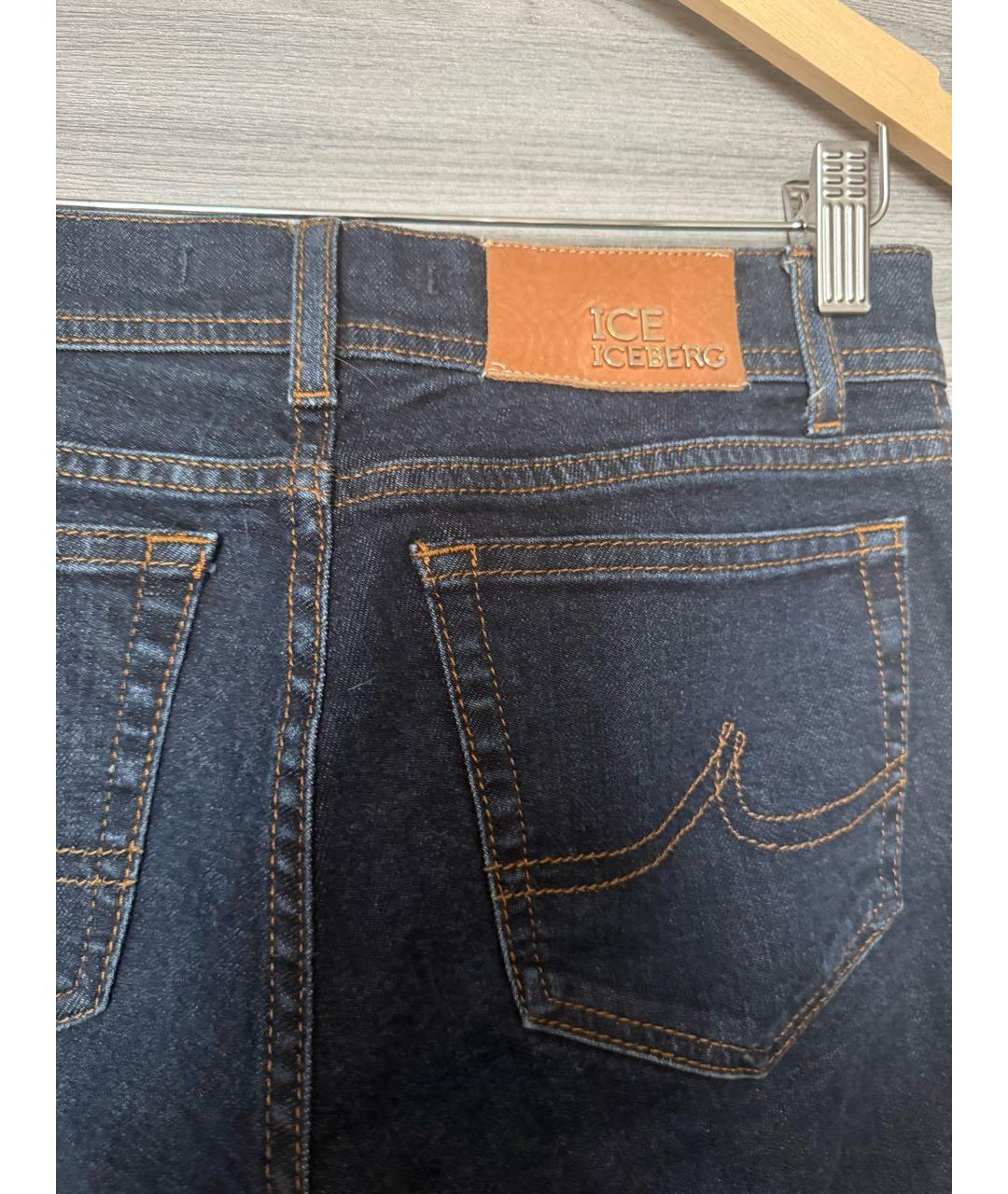ICEBERG Темно-синие хлопко-эластановые джинсы клеш, фото 7