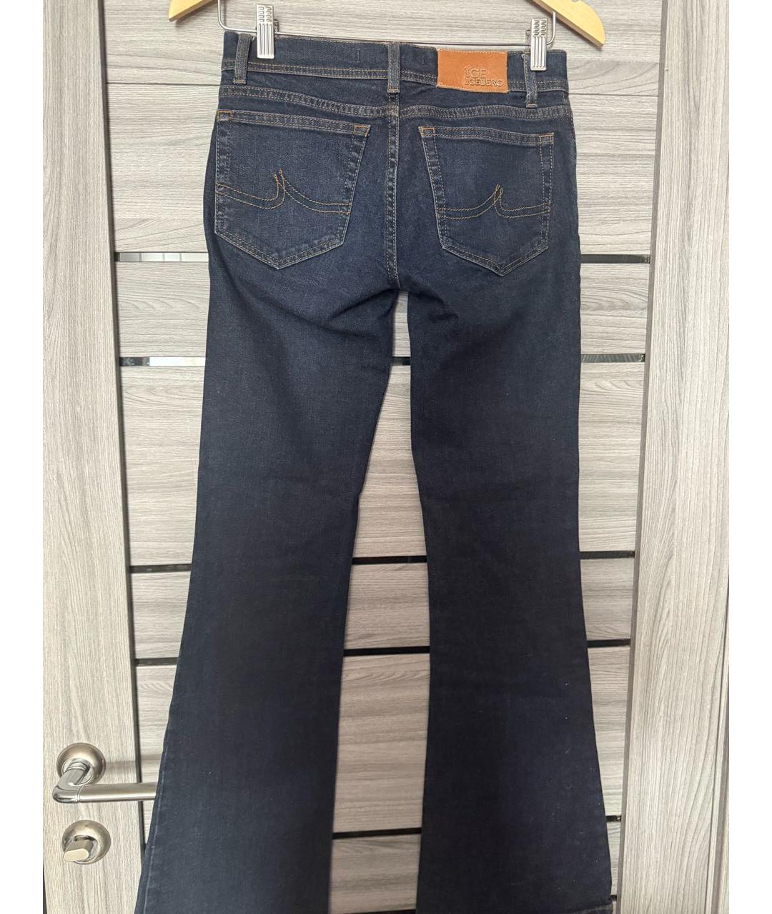 ICEBERG Темно-синие хлопко-эластановые джинсы клеш, фото 2