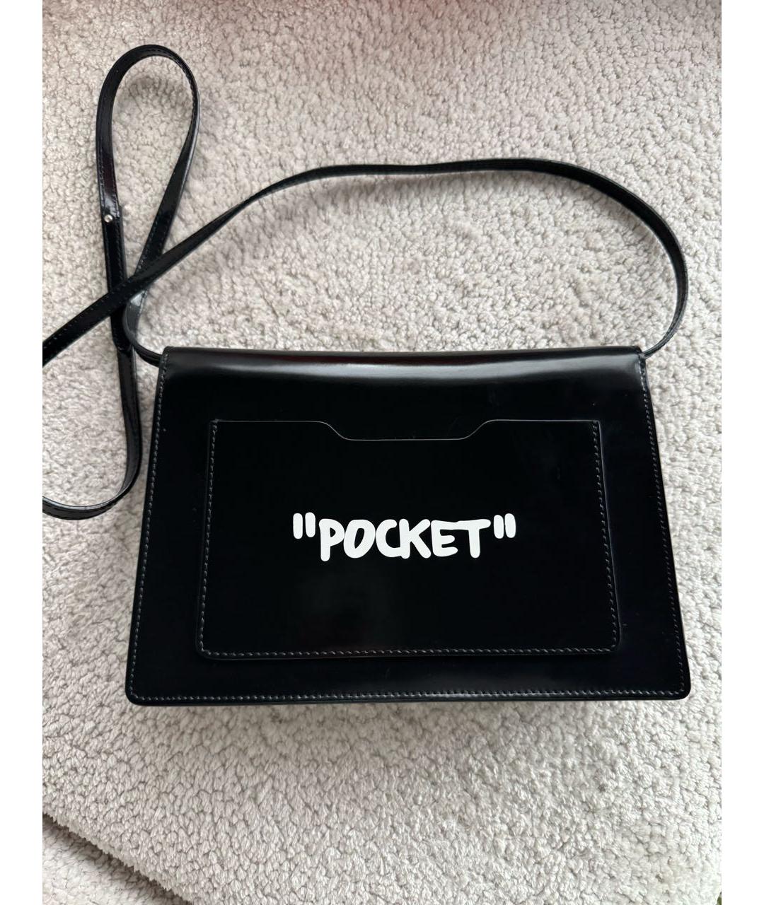 OFF-WHITE Черная кожаная сумка через плечо, фото 4