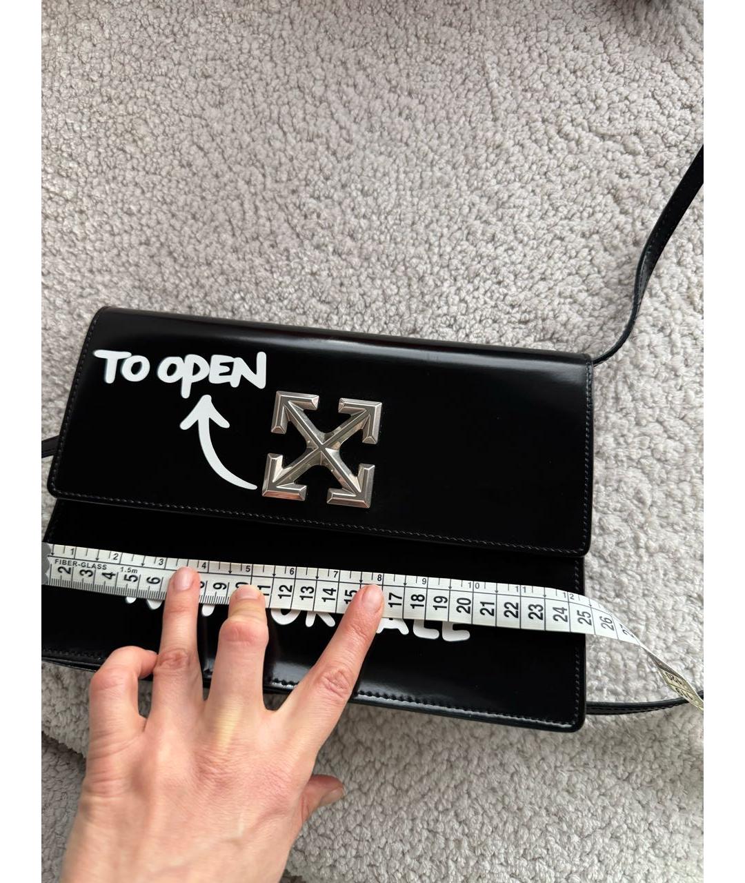 OFF-WHITE Черная кожаная сумка через плечо, фото 8